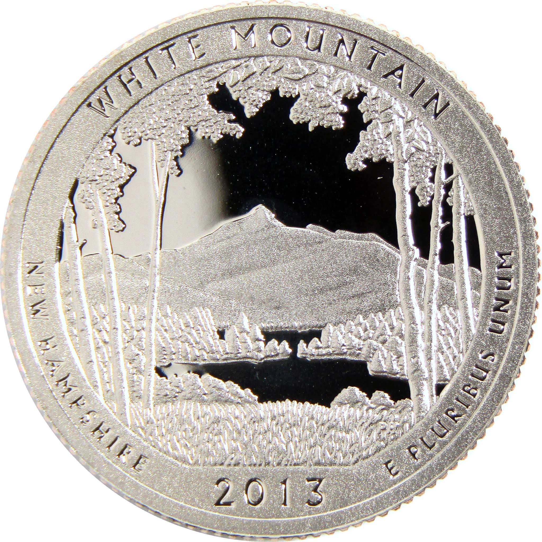 2013 White Mountain New Hampshire collectible coin with forest and mountain design