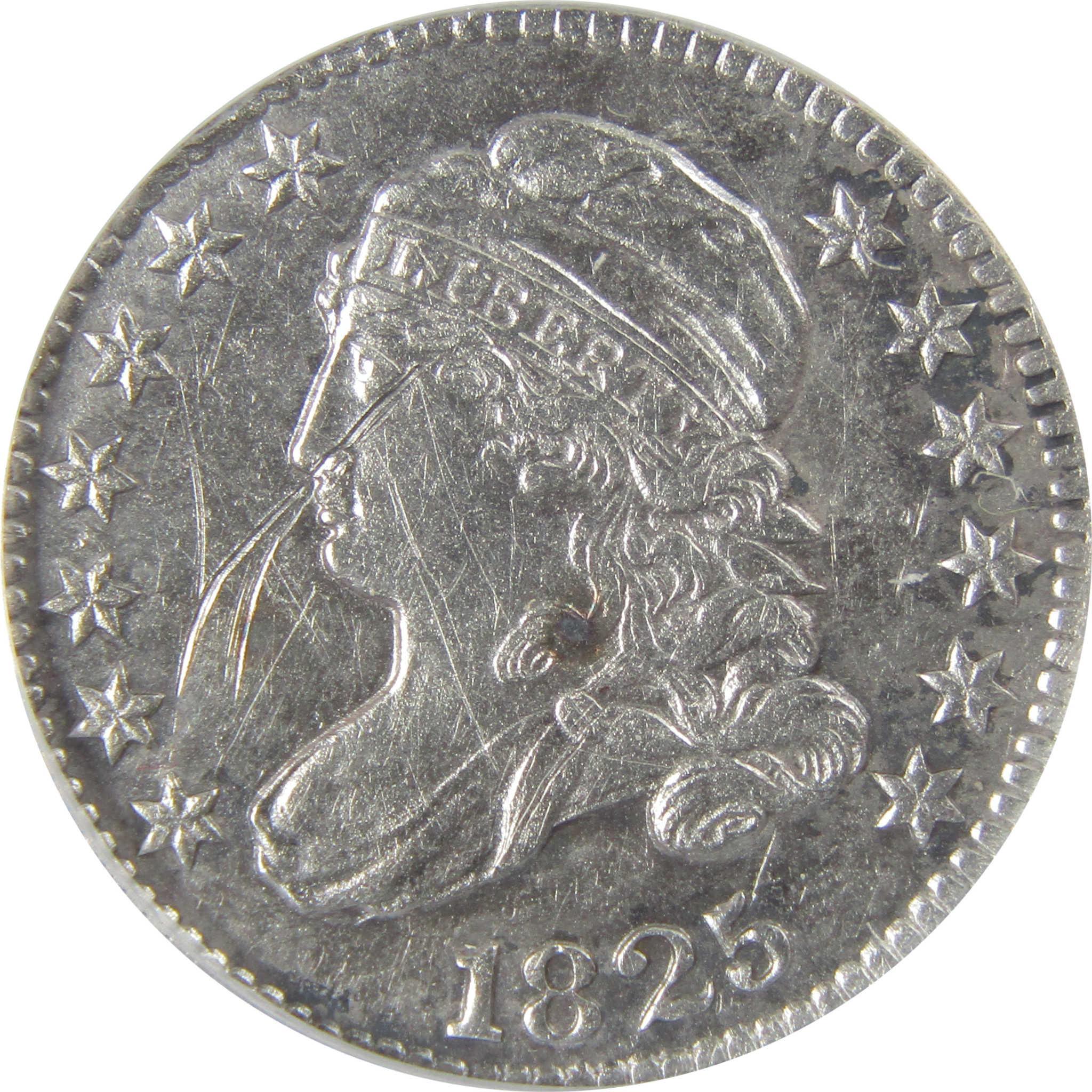 1825 Capped Bust Silver Dime AU 53 Details ANACS 10c Coin SKU:I25437