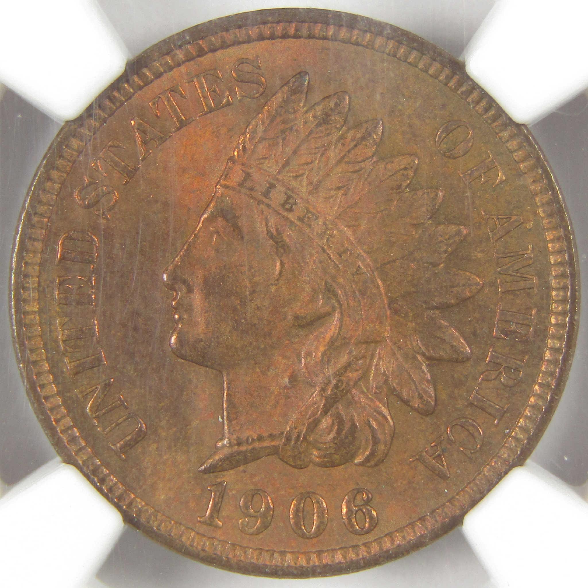 1906 Indian Head Cent MS 64 RB NGC Penny Uncirculated 1c Coin