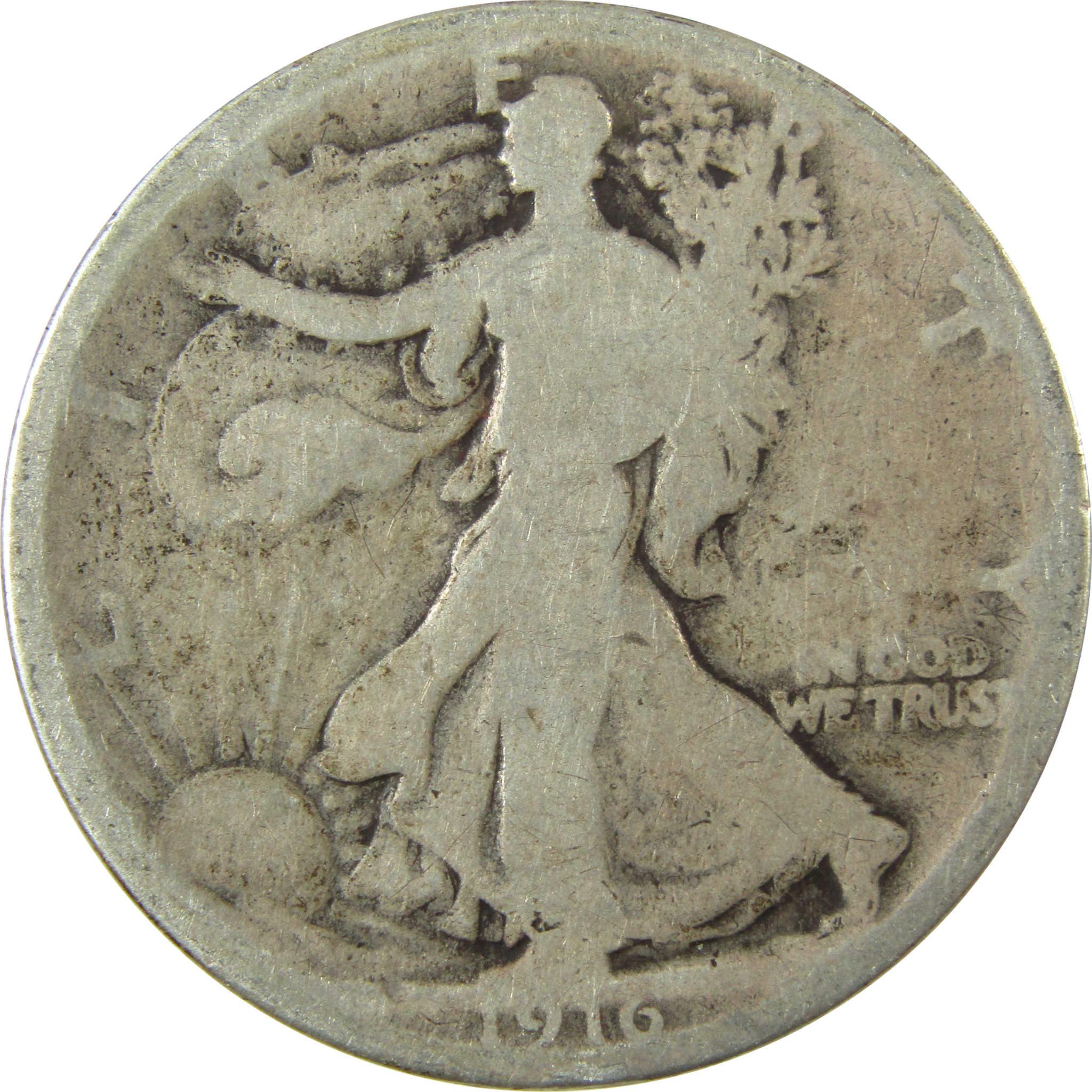 1916 Liberty Walking Silver Half Dollar AG About Good SKU:CP1453