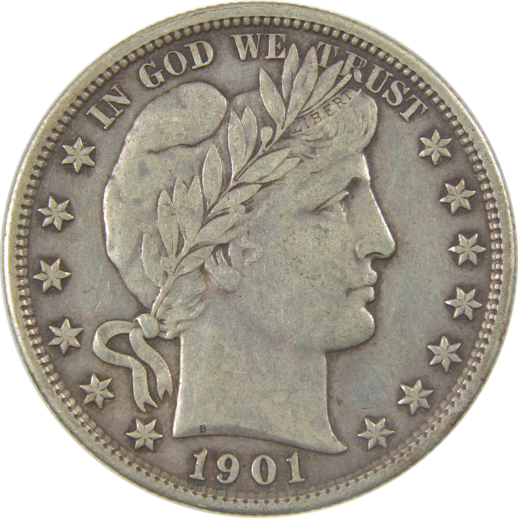 1901 Barber Silver Half Dollar XF EF Extremely Fine 50c Coin