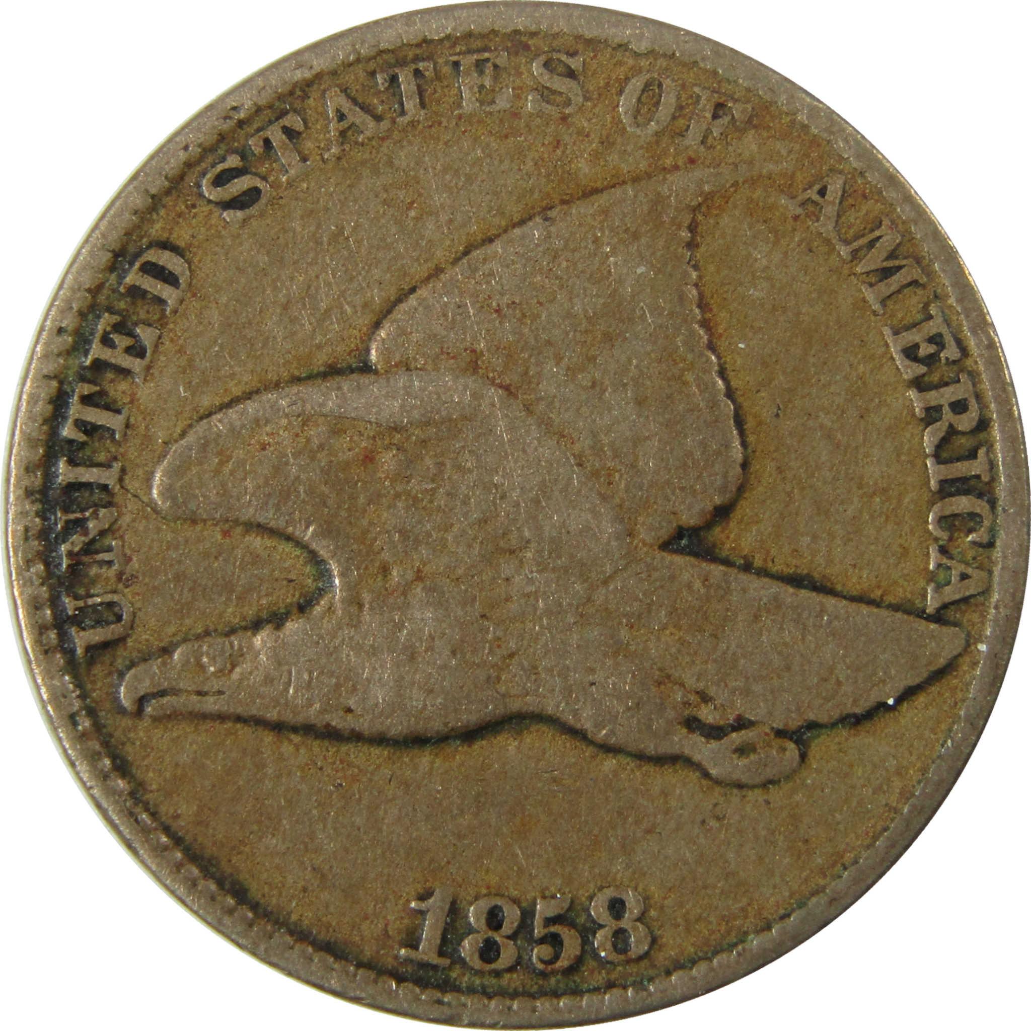 1858 Large Letters Flying Eagle Cent F Fine Penny 1c Coin SKU:I26063
