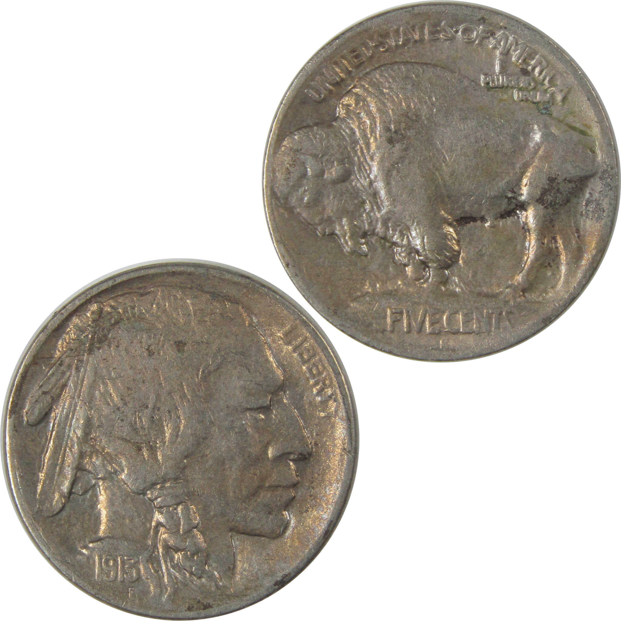 1913 S Type 1 Buffalo Nickel VF Very Fine Details 5c Coin SKU:I22889