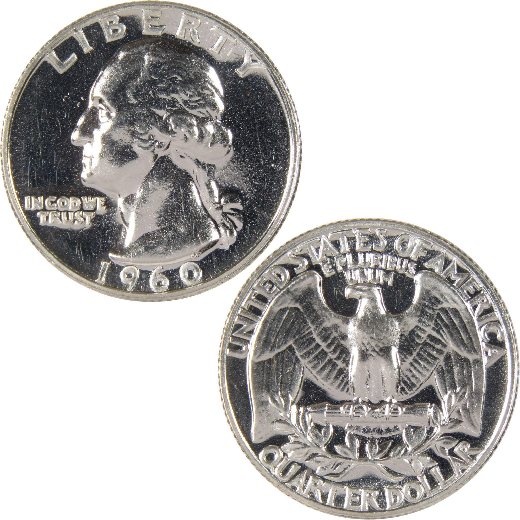1960 Washington quarter dollar coin obverse and reverse, collectible silver coin