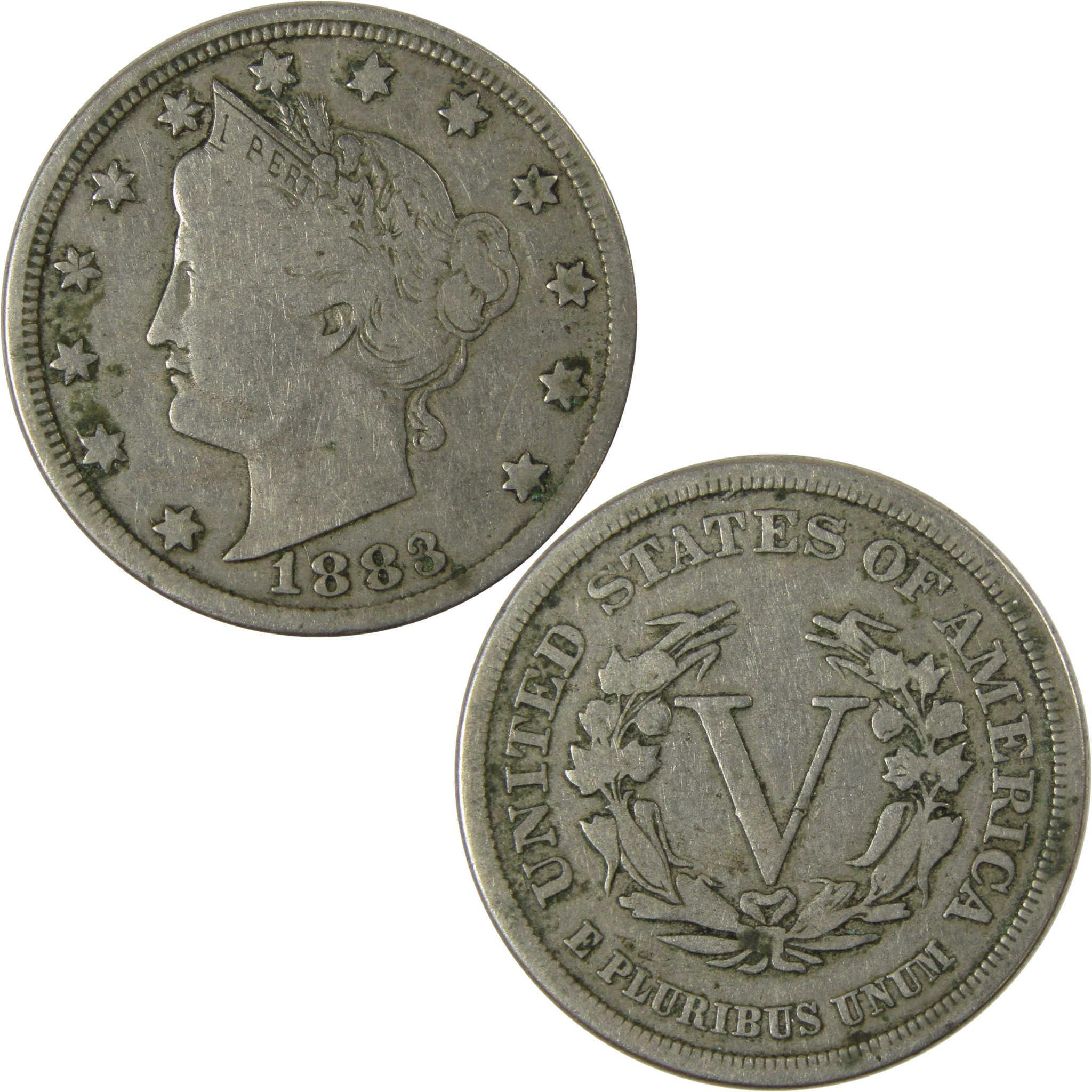 1883 No Cents Liberty Head V Nickel F Fine 5c Coin SKU:I26517