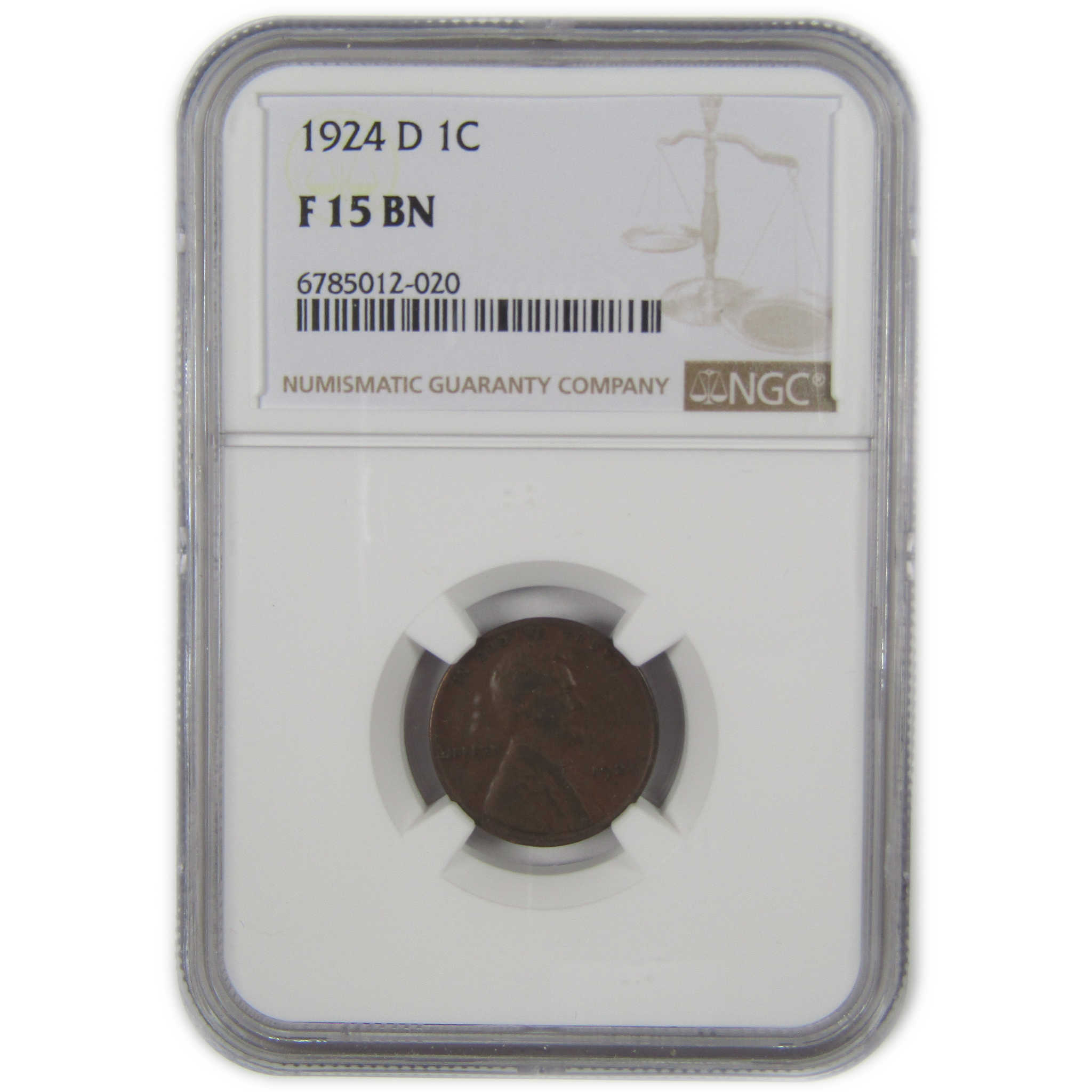 1924 D Lincoln Wheat Cent F 15 BN NGC Penny 1c Coin SKU:I20303
