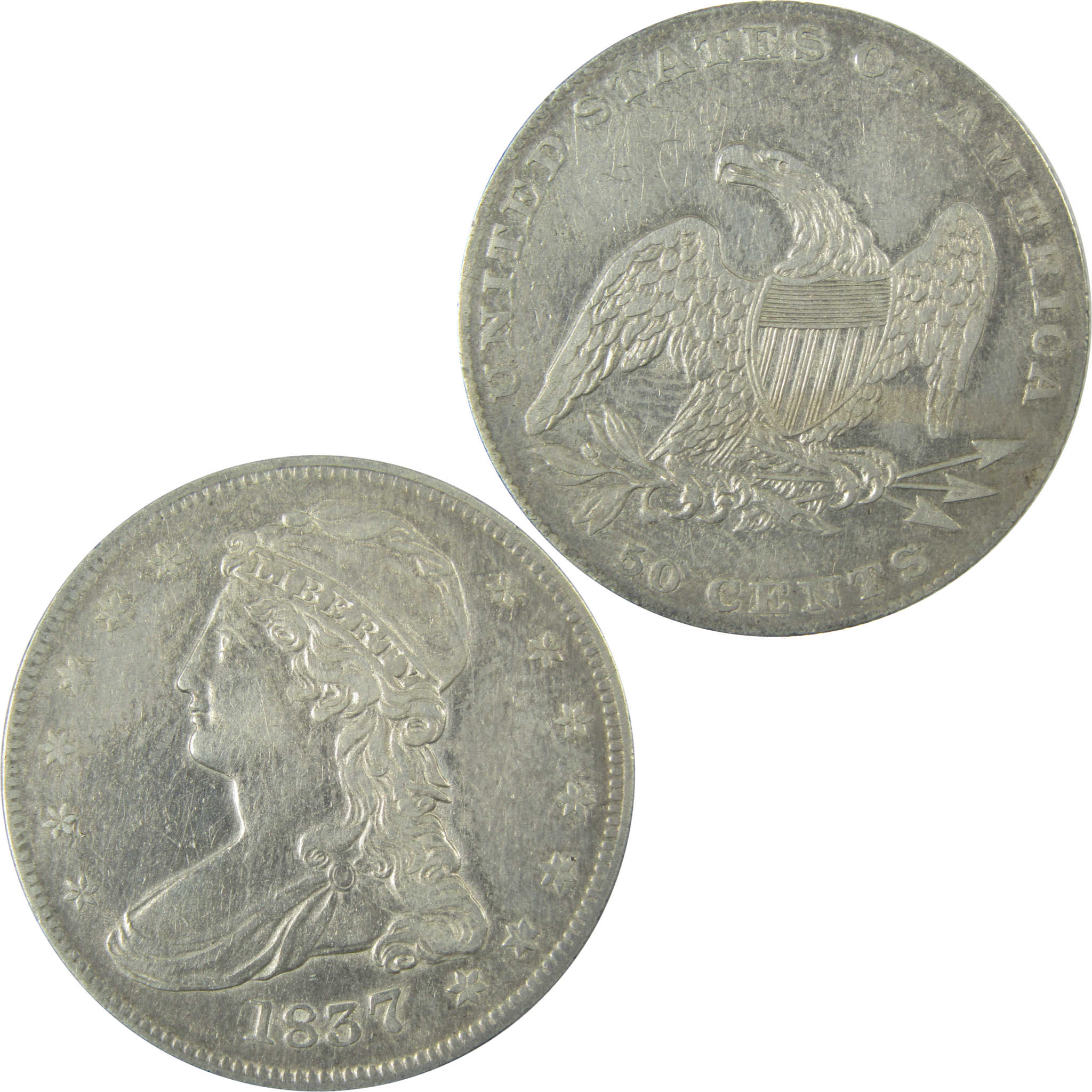 1837 Capped Bust Silver 50c VF Very Fine Details SKU:CP1500