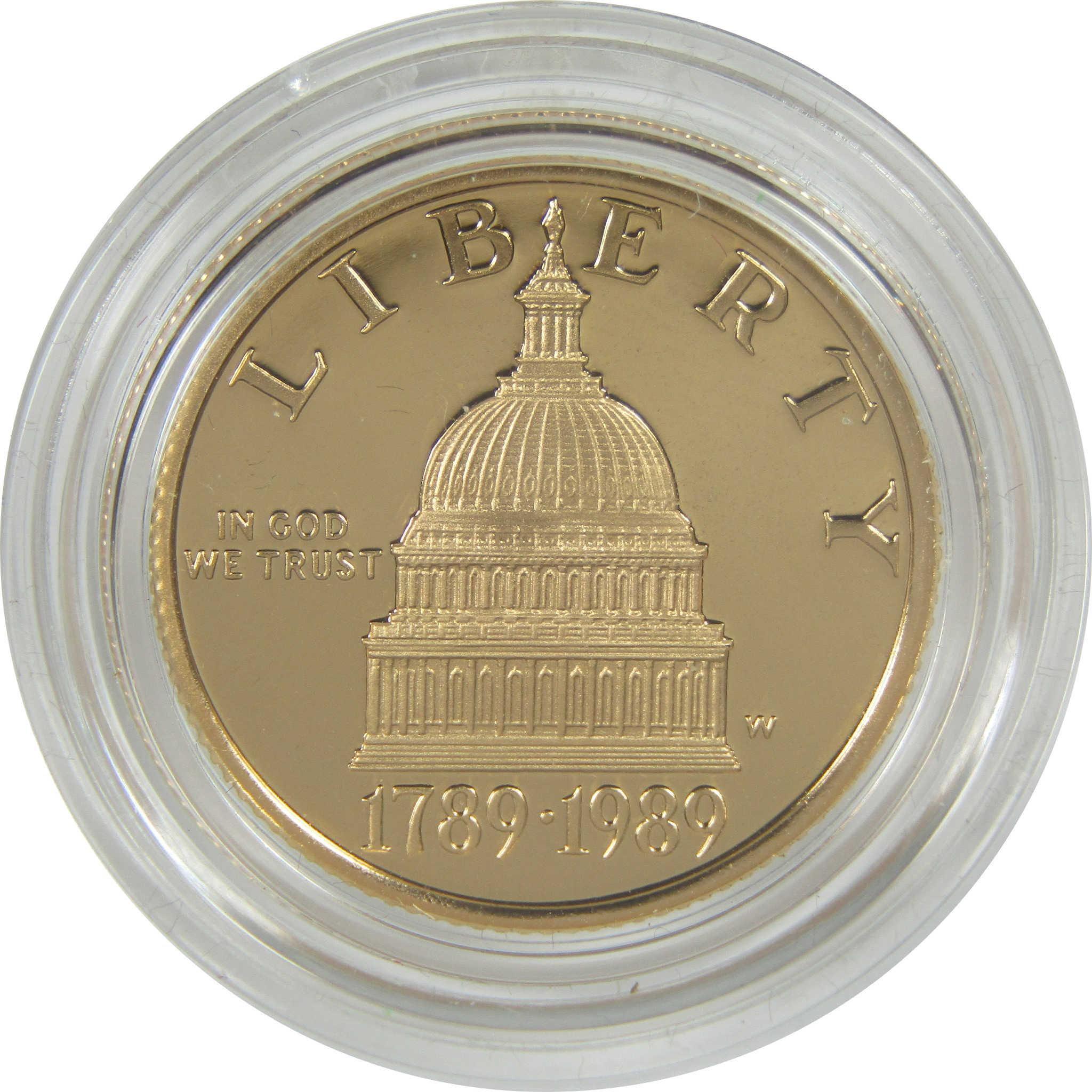 1989 W Congress Bicentennial Commemorative Gold Proof $5 Coin