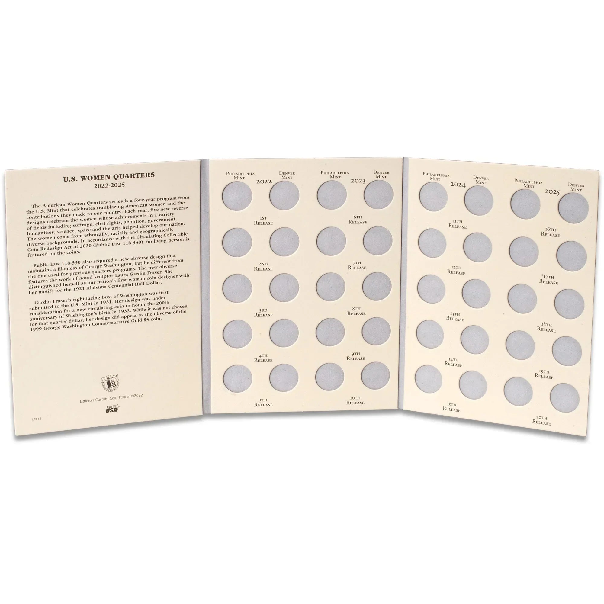 2022-2025 P&D U.S. Women Quarters Folder Littleton Coin Company