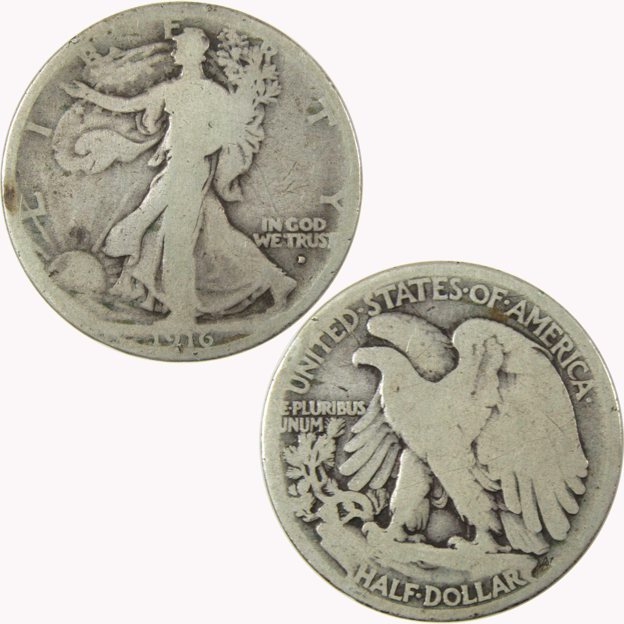 1916 D Liberty Walking Silver 50c G Good Details 50c CoinSKU:CP1472