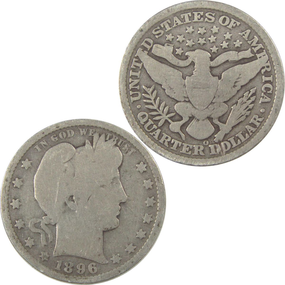 1896 O Barber Quarter G Good Silver 25c Coin SKU:I21864