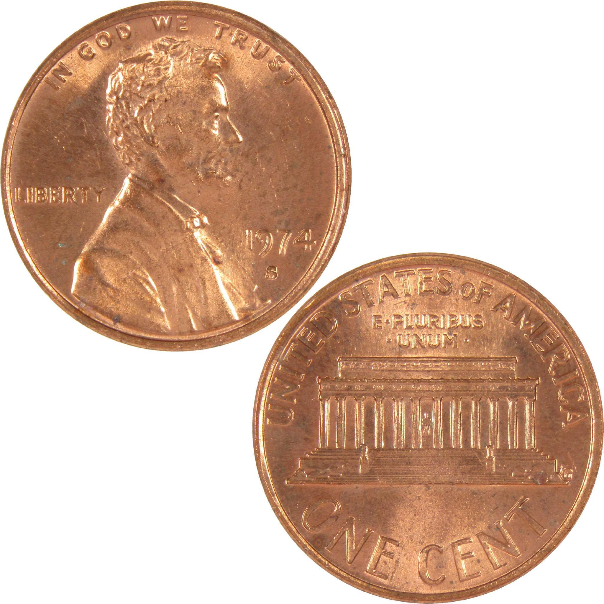 1974 S Lincoln cent collectible coin obverse and reverse sides