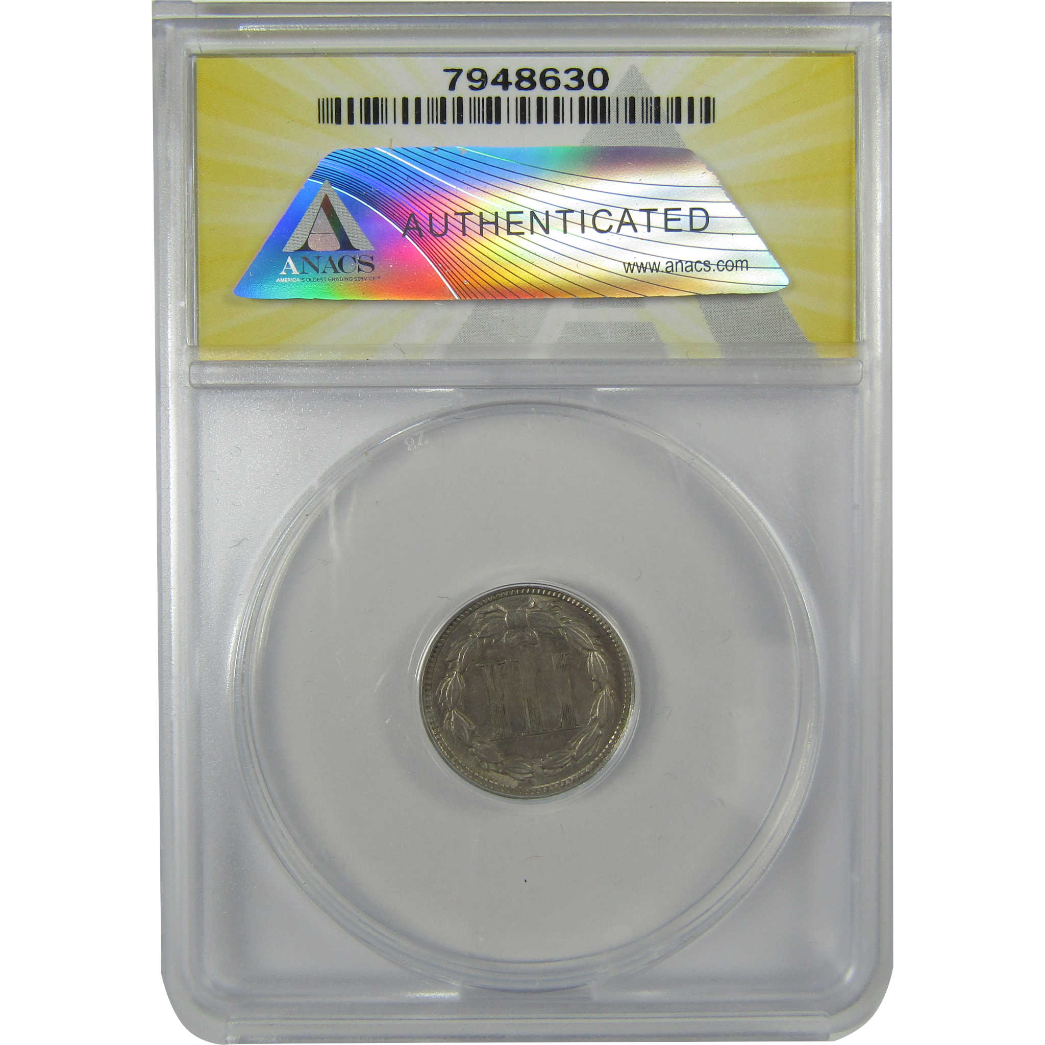 1867 Nickel Three Cent Piece AU 55 ANACS 3c Coin SKU:I22977