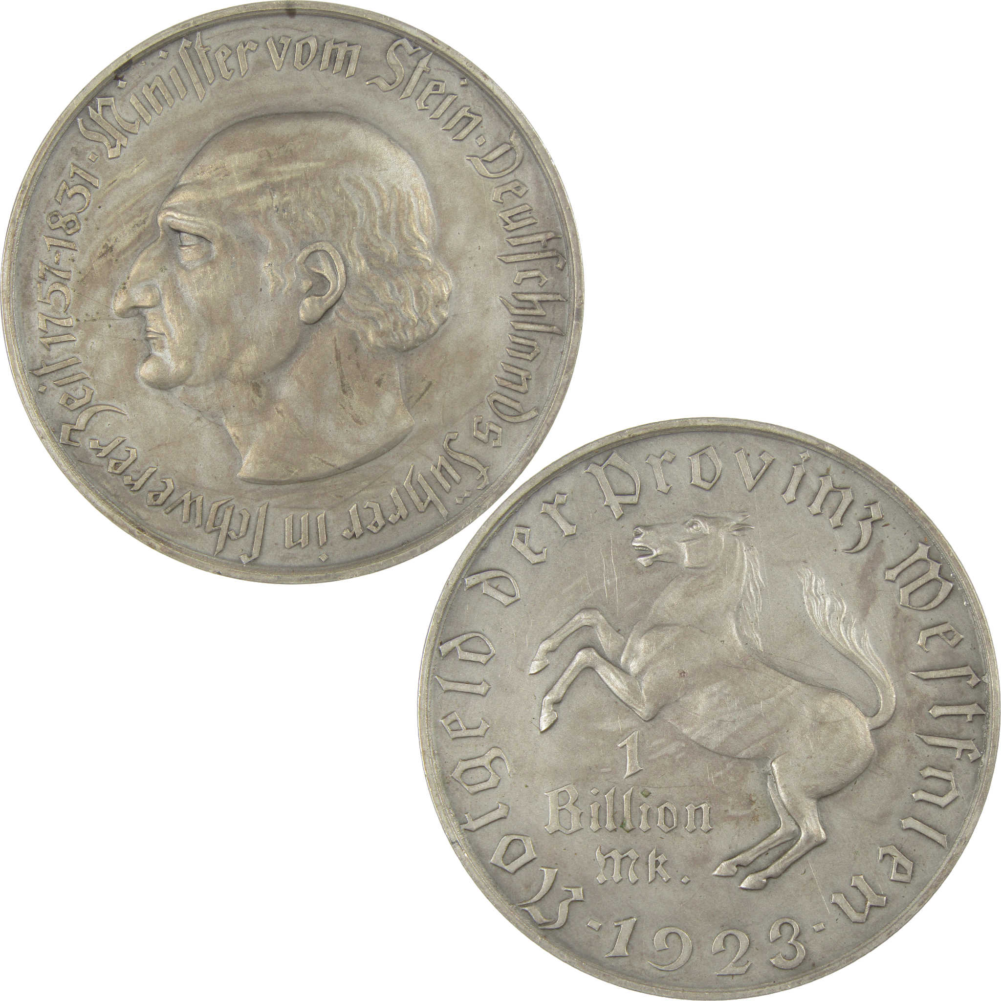 1923 Westphalia Baron vom Stein 1 Trillion Marks VF Very Fine