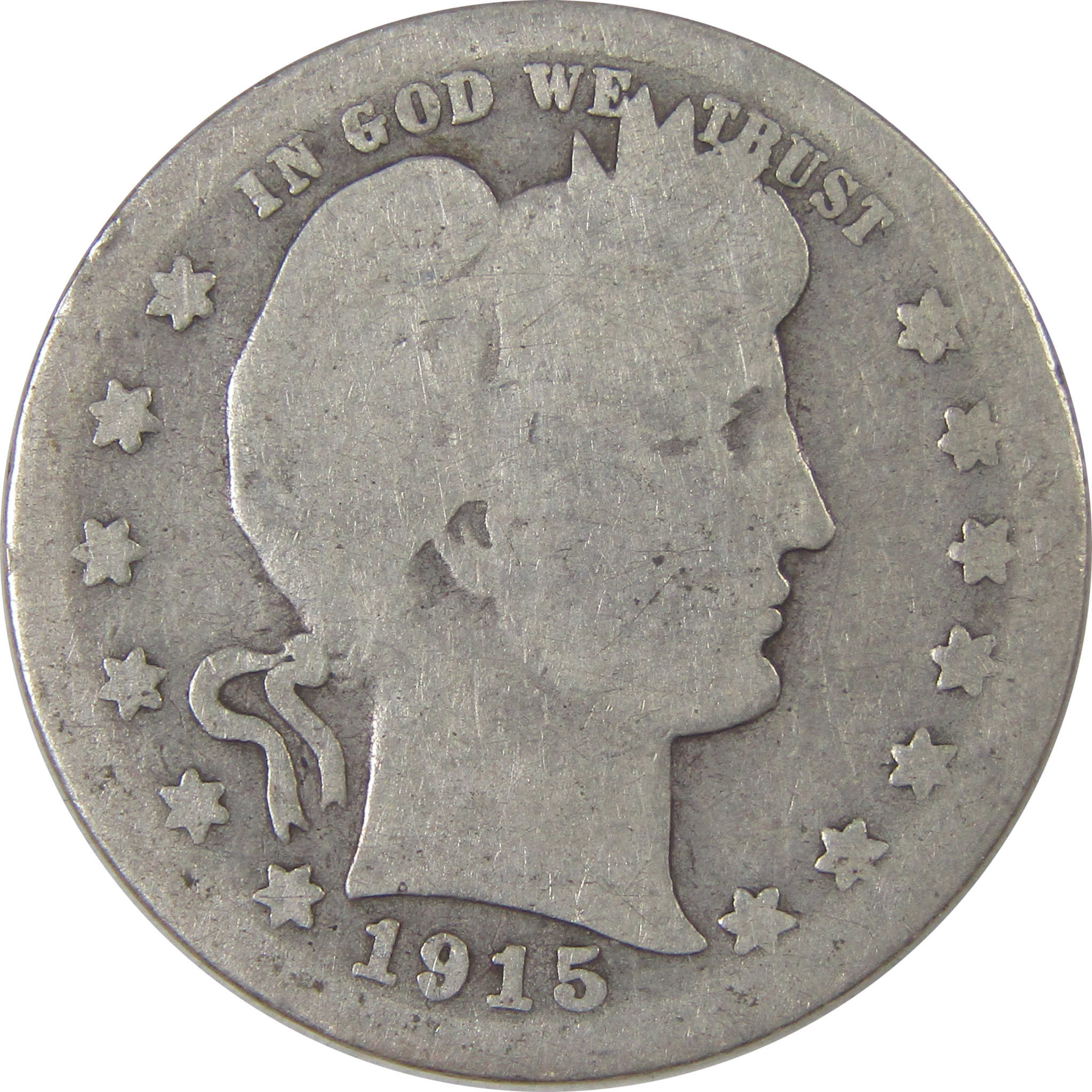 1915 S Barber Quarter AG About Good Silver 25c Coin SKU:I18074