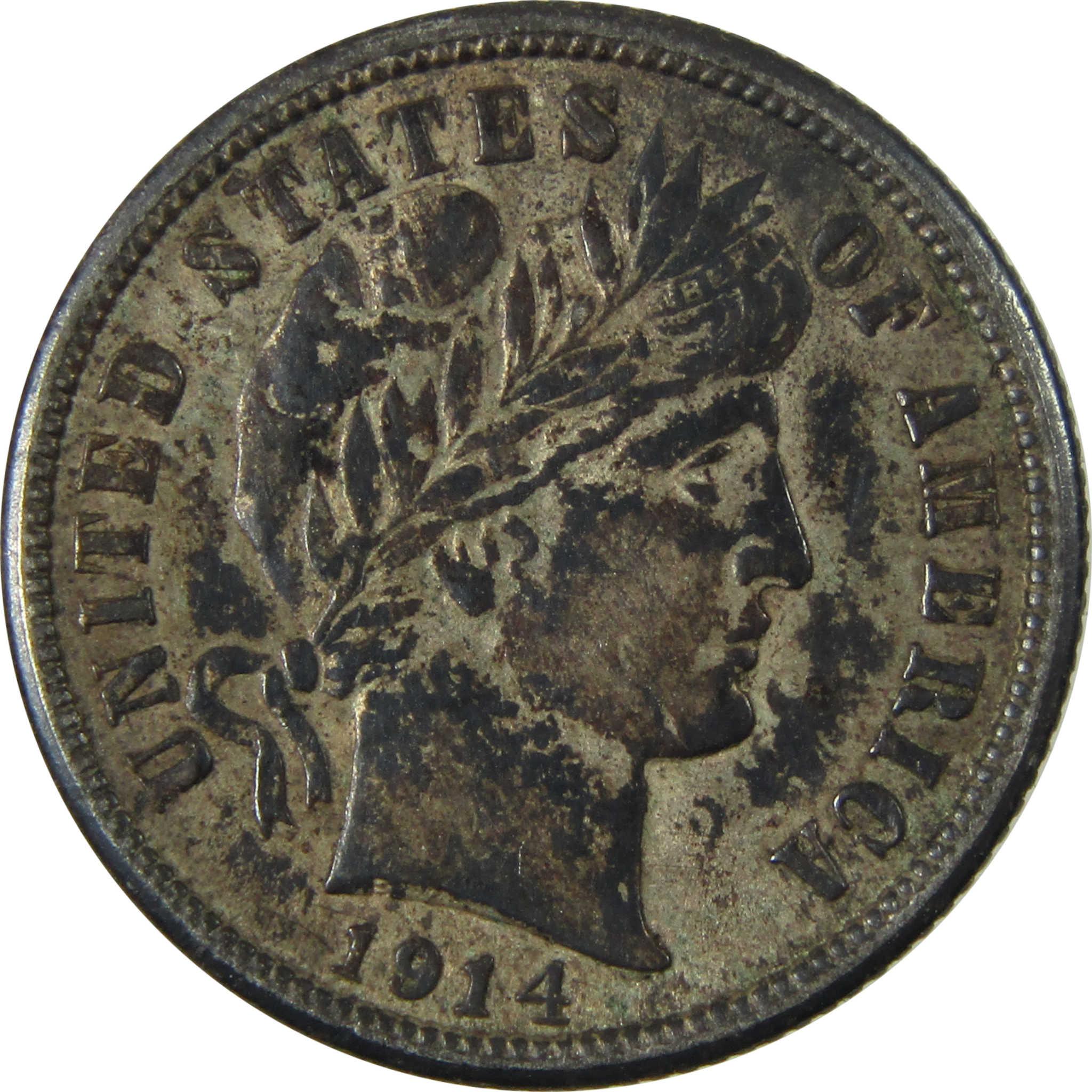 1914 Barber Silver Dime XF EF Extremely Fine 10c Coin SKU:CP1000
