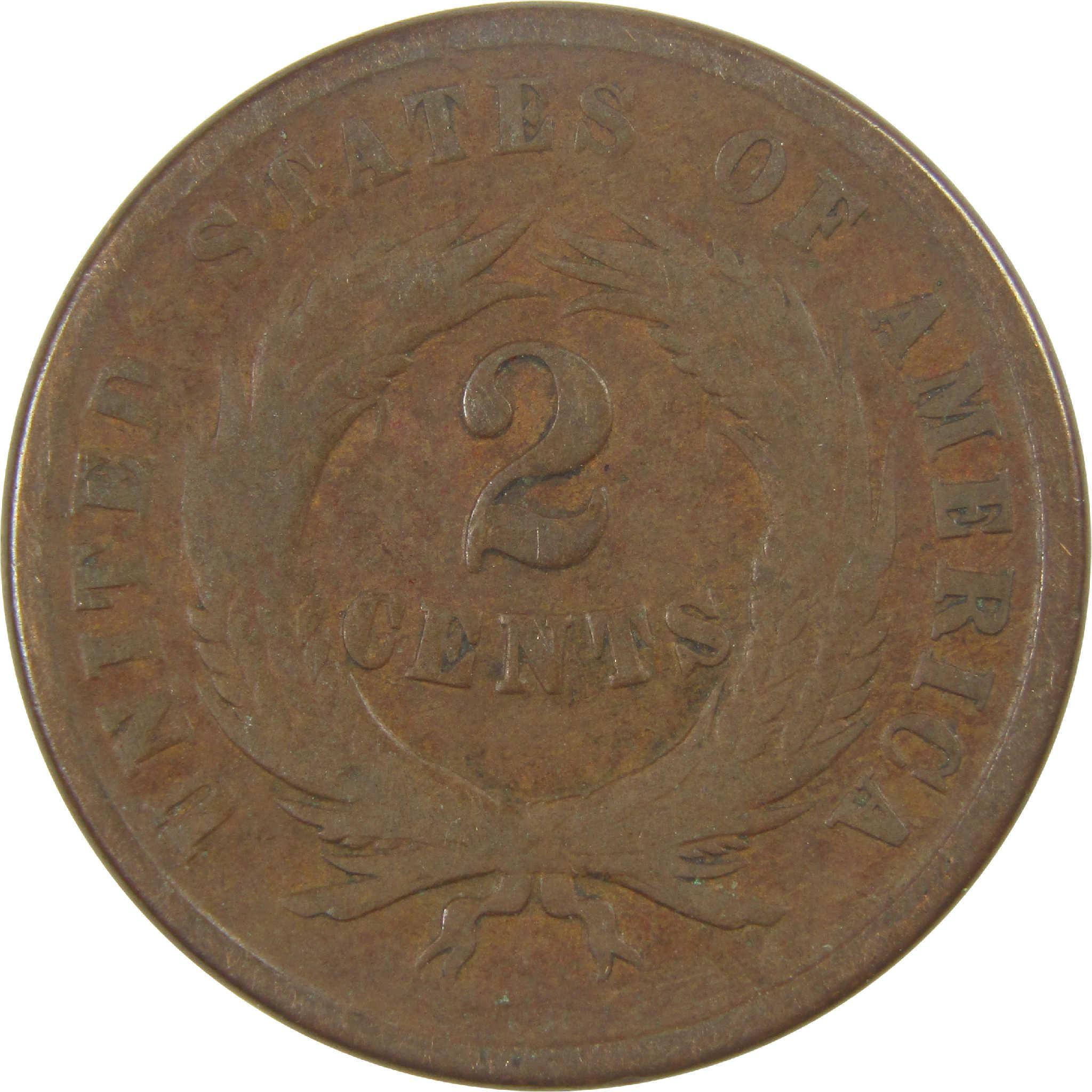 1864 Large Motto Two Cent Piece G Good 2c Coin