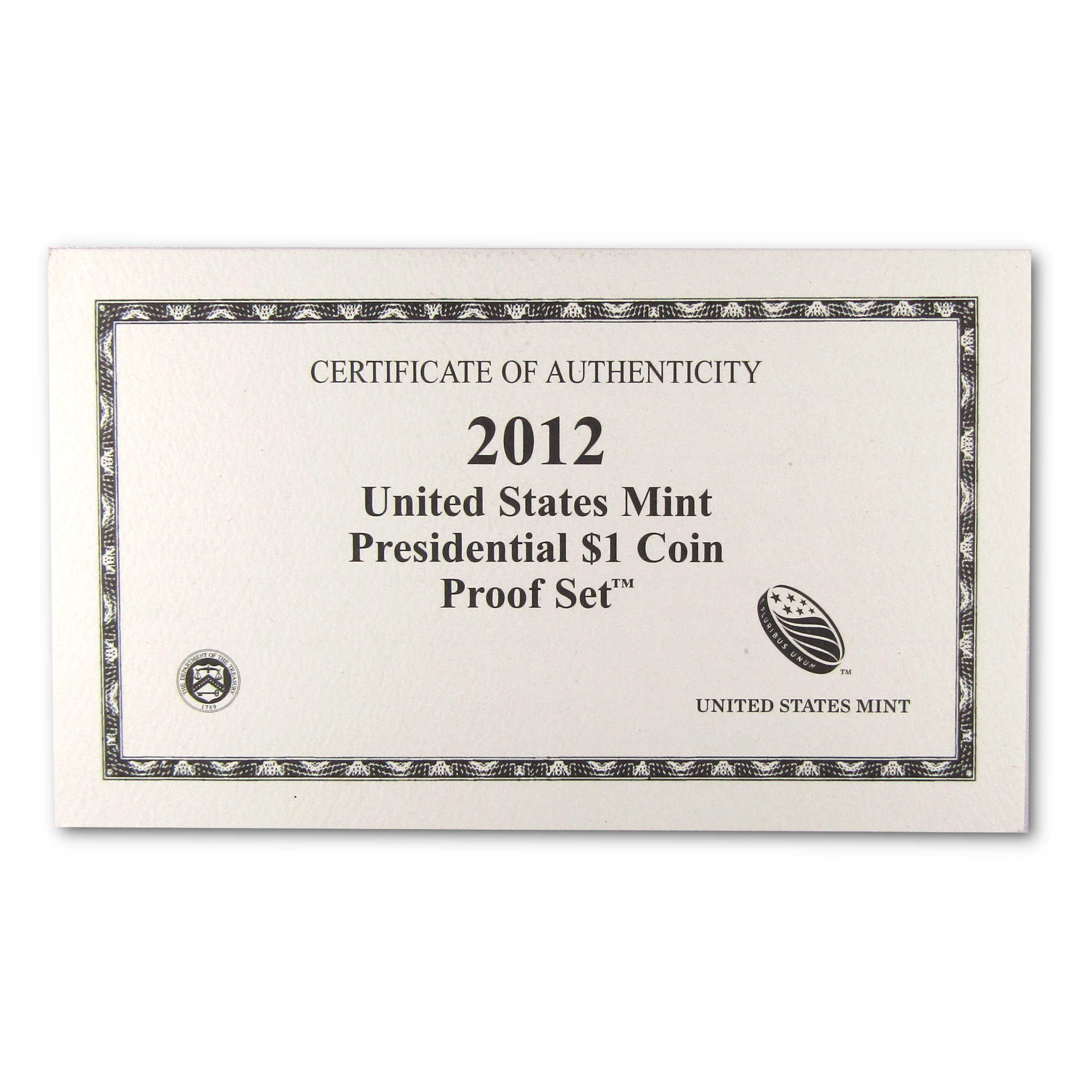 2012 Presidential Dollar Proof Set U.S. Mint Packaging OGP COA