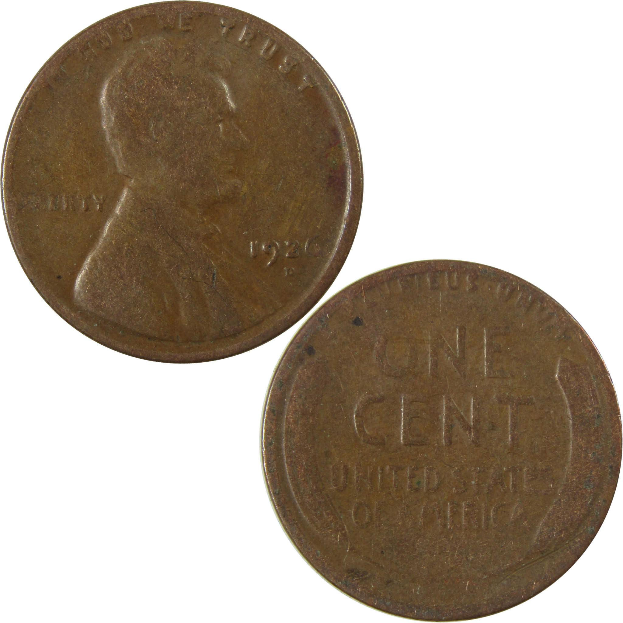 1926 D Lincoln Wheat Cent G Good Penny 1c Coin SKU:I27189