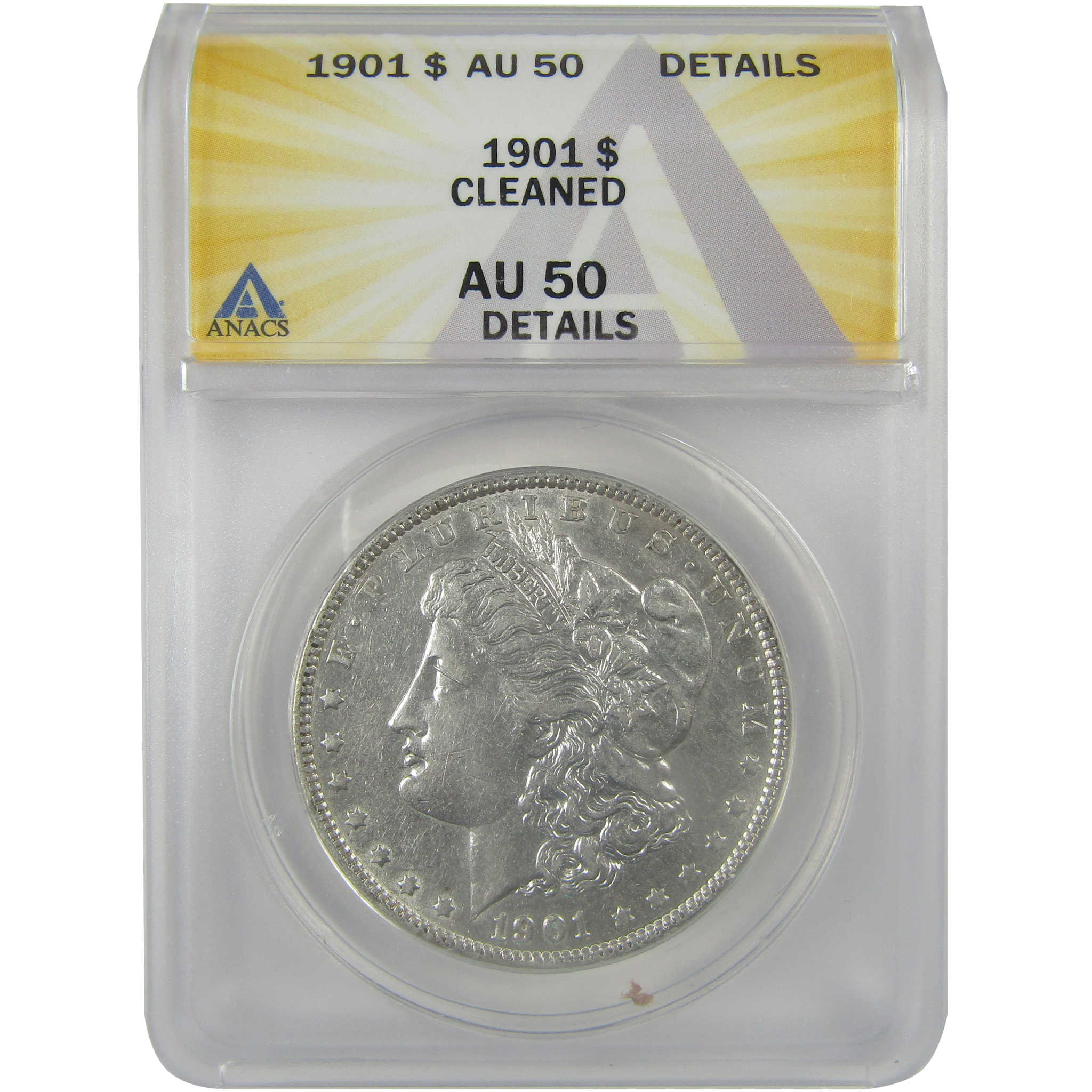 1901 Morgan Dollar AU 50 Details ANACS Silver $1 Coin SKU:I21273 - Morgan coin - Morgan silver dollar - Morgan silver dollar for sale - Profile Coins & Collectibles