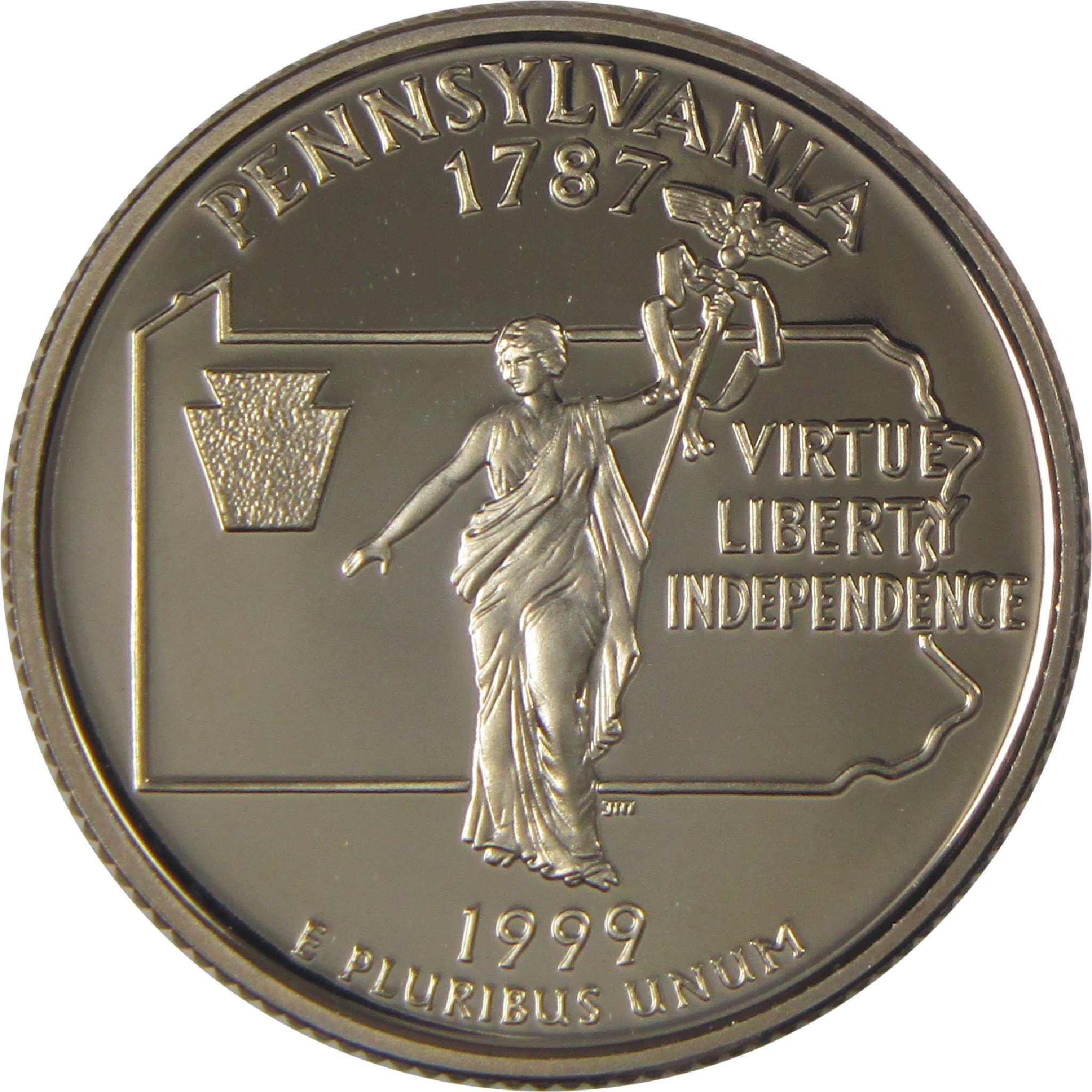 1999 S Pennsylvania State Quarter Choice Proof Clad 25c Coin