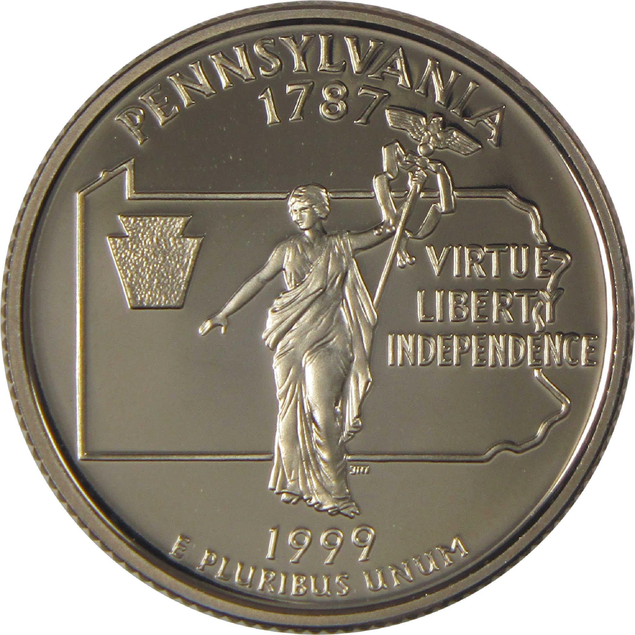 1999 S Pennsylvania State Quarter Choice Proof Clad 25c Coin