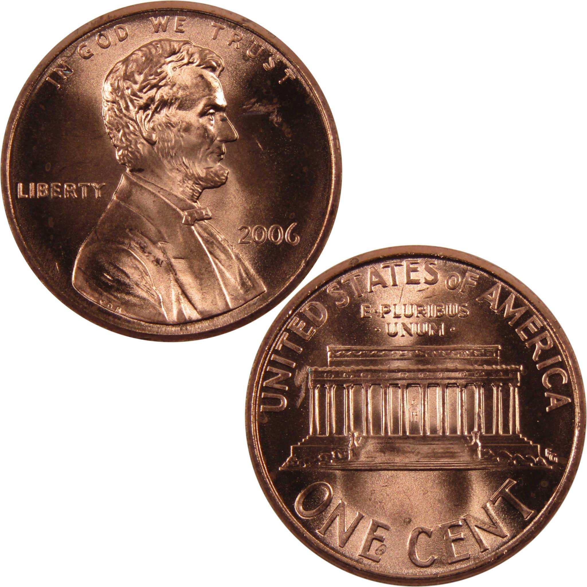 2006 Lincoln Memorial Cent BU Uncirculated Penny 1c Coin