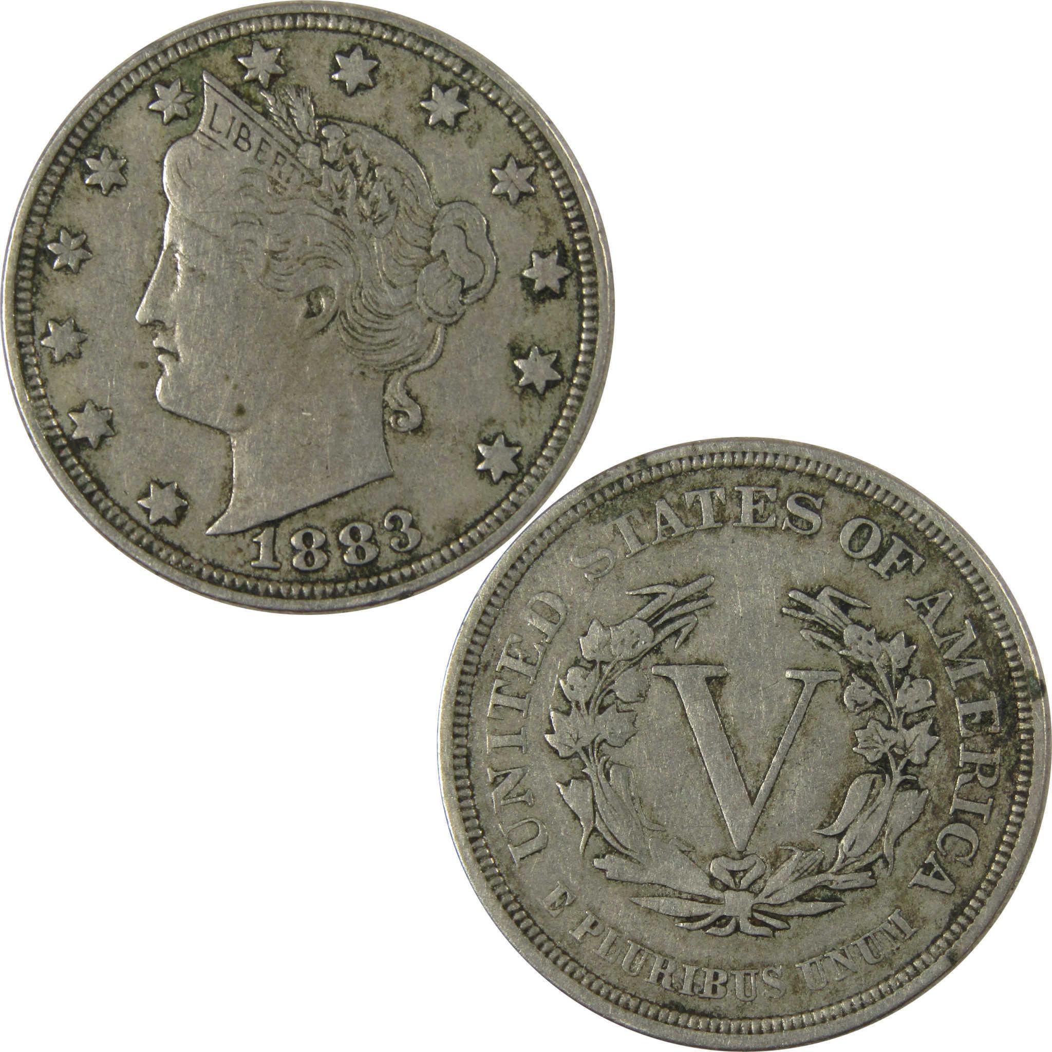 1883 No Cents Liberty Head V Nickel VF Very Fine 5c Coin SKU:I26515