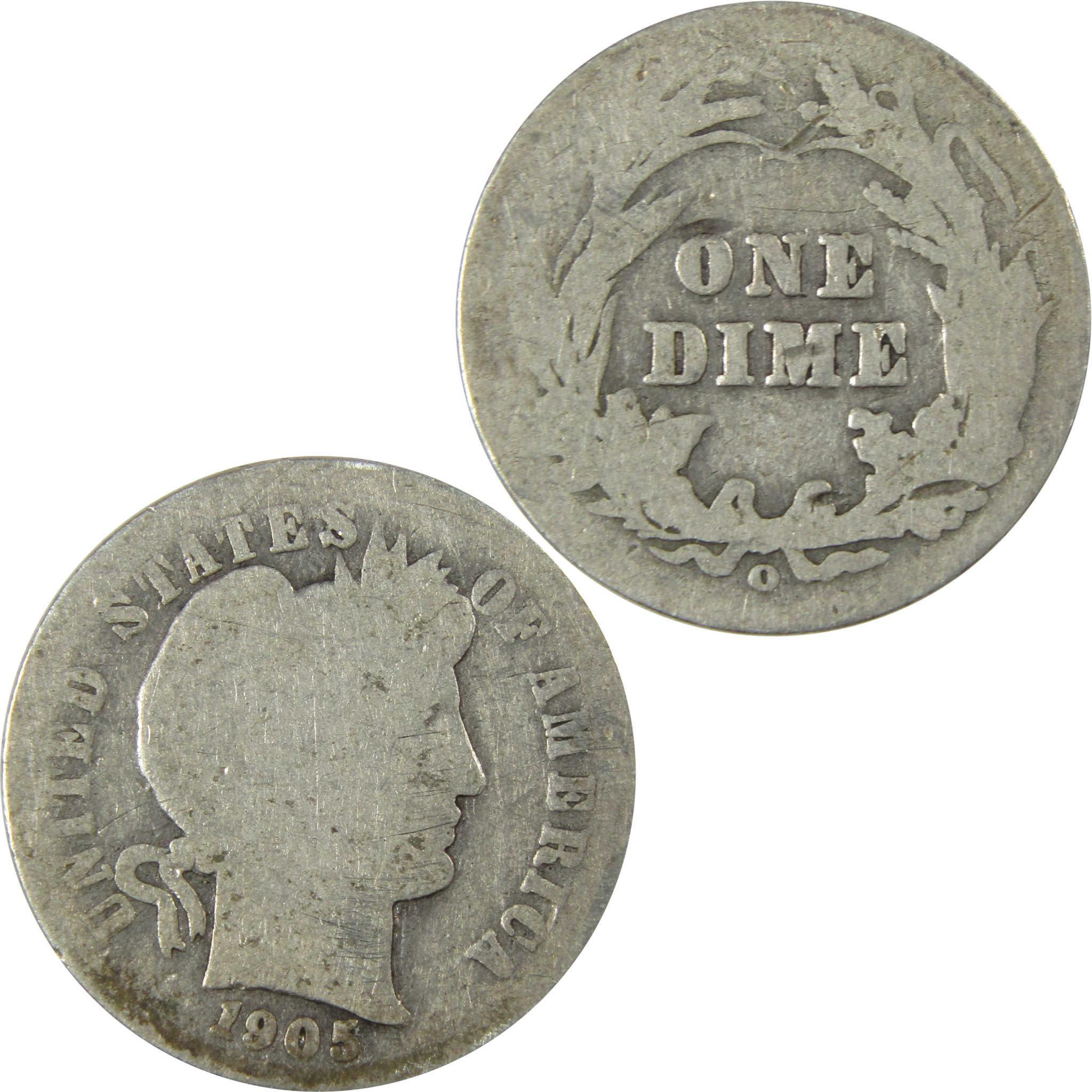 1905 O Micro O Barber Silver Dime AG About Good Details SKU:I26620
