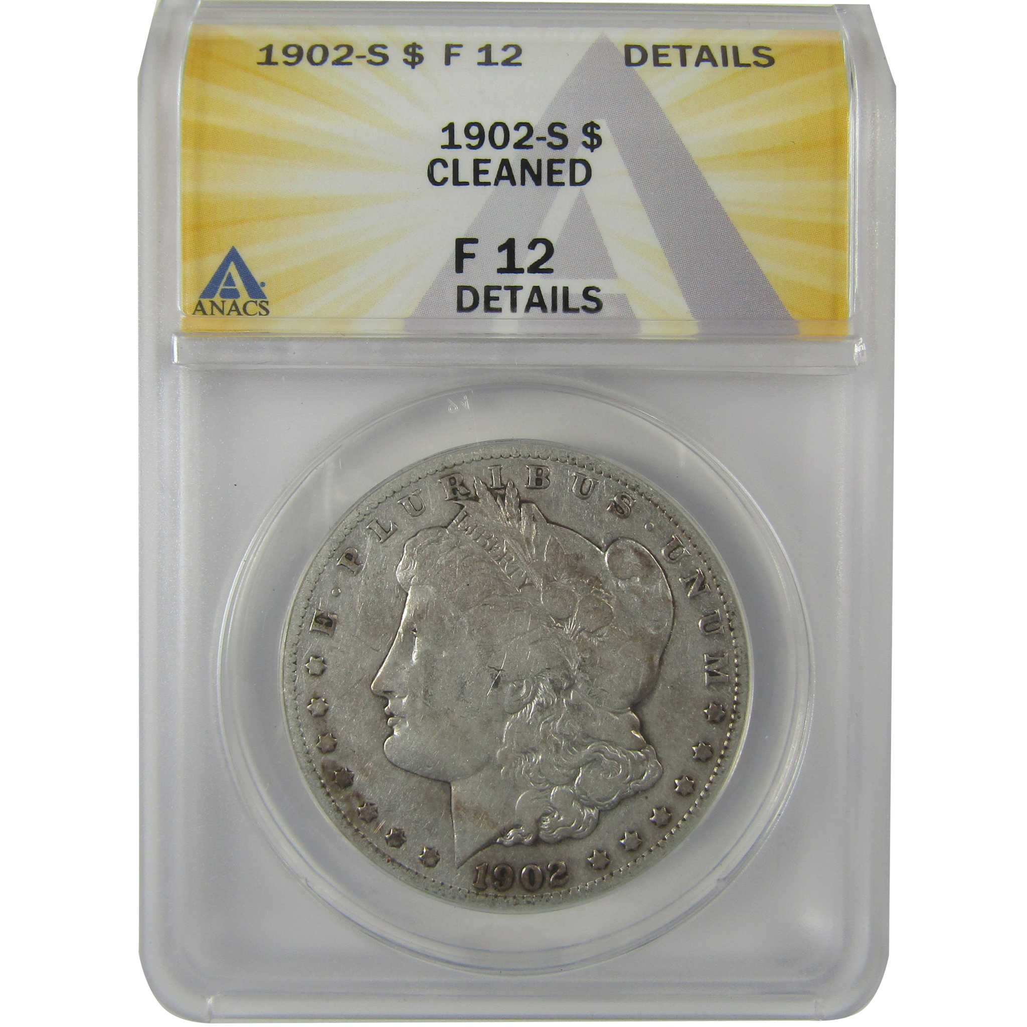1902 S Morgan Dollar F 12 Details ANACS Silver $1 Coin SKU:I21669 - Morgan coin - Morgan silver dollar - Morgan silver dollar for sale - Profile Coins & Collectibles