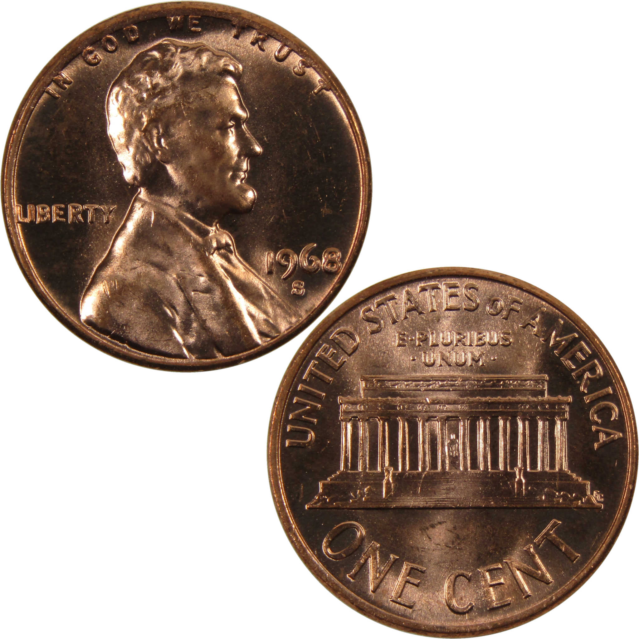 1968 S Lincoln Memorial Cent BU Uncirculated Penny 1c Coin