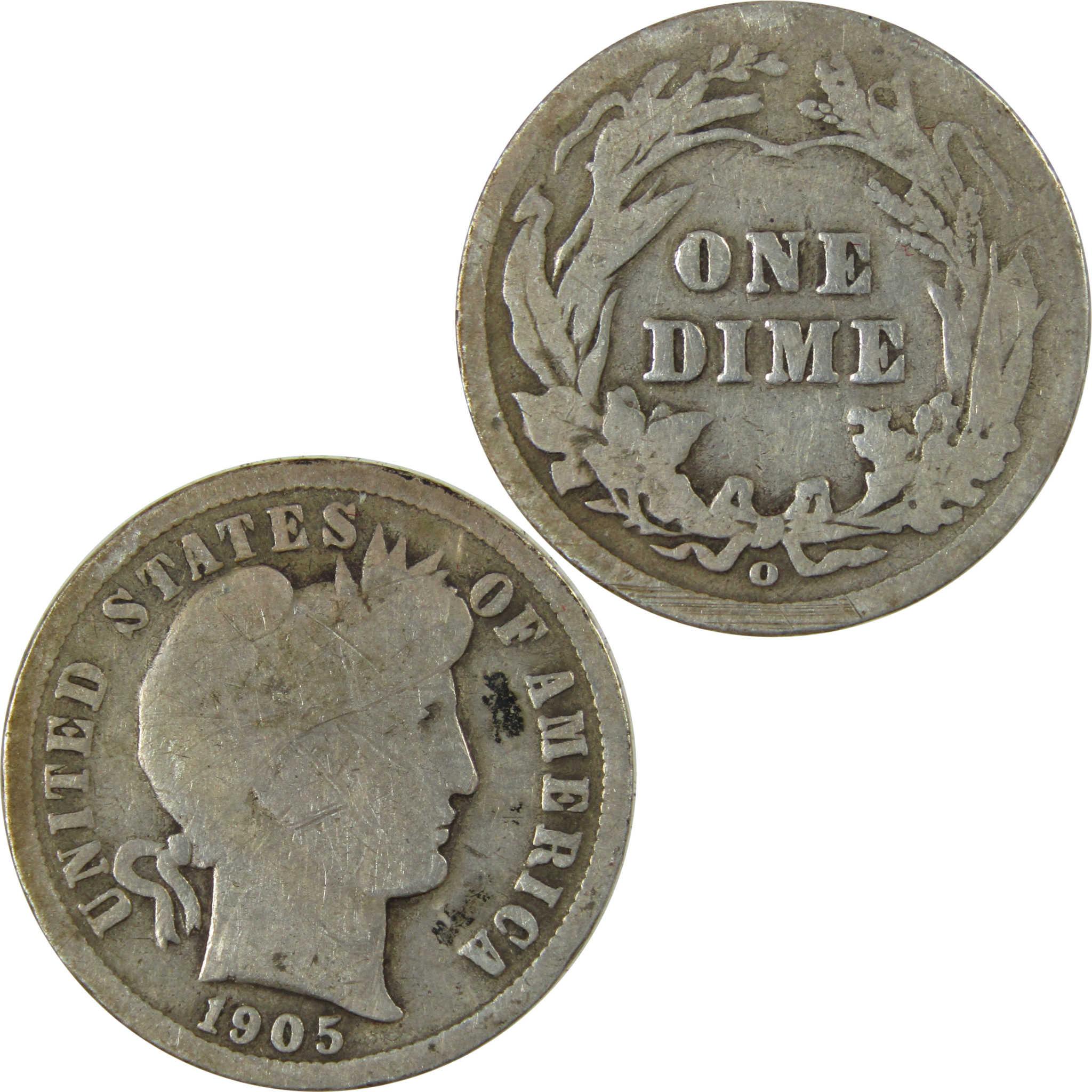 1905 O Micro O Barber Silver Dime G Good Details 10c Coin SKU:I26629
