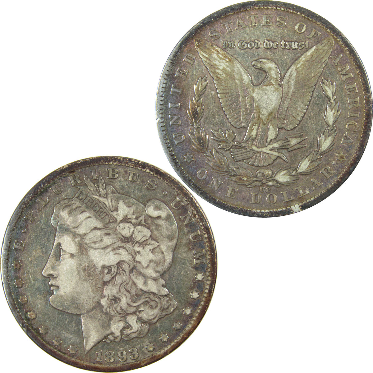 1893 CC Morgan Silver Dollar F Fine Details $1 Coin SKU:CP1745