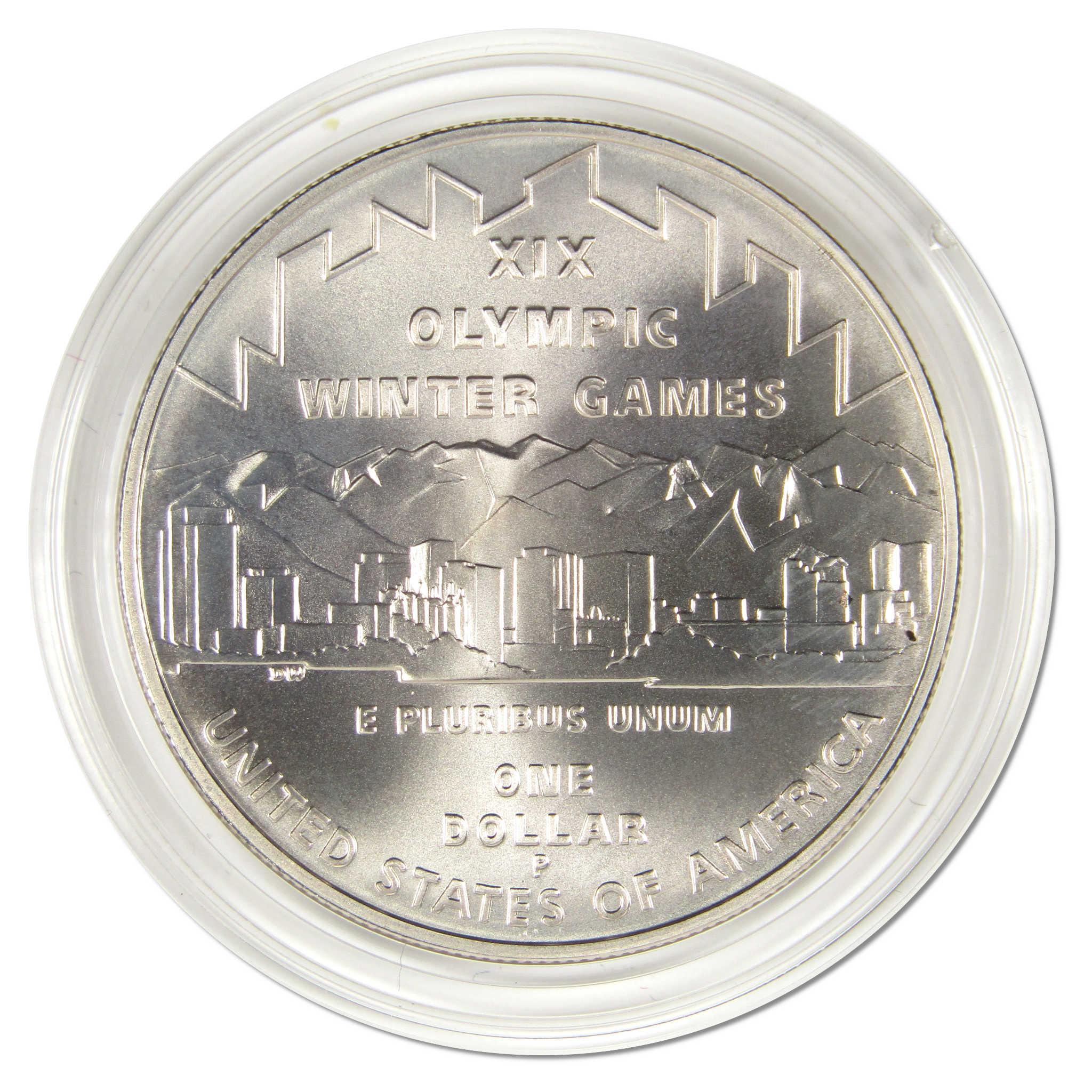 2002 P Salt Lake City Olympic Commemorative Silver $1 Uncirculated OGP