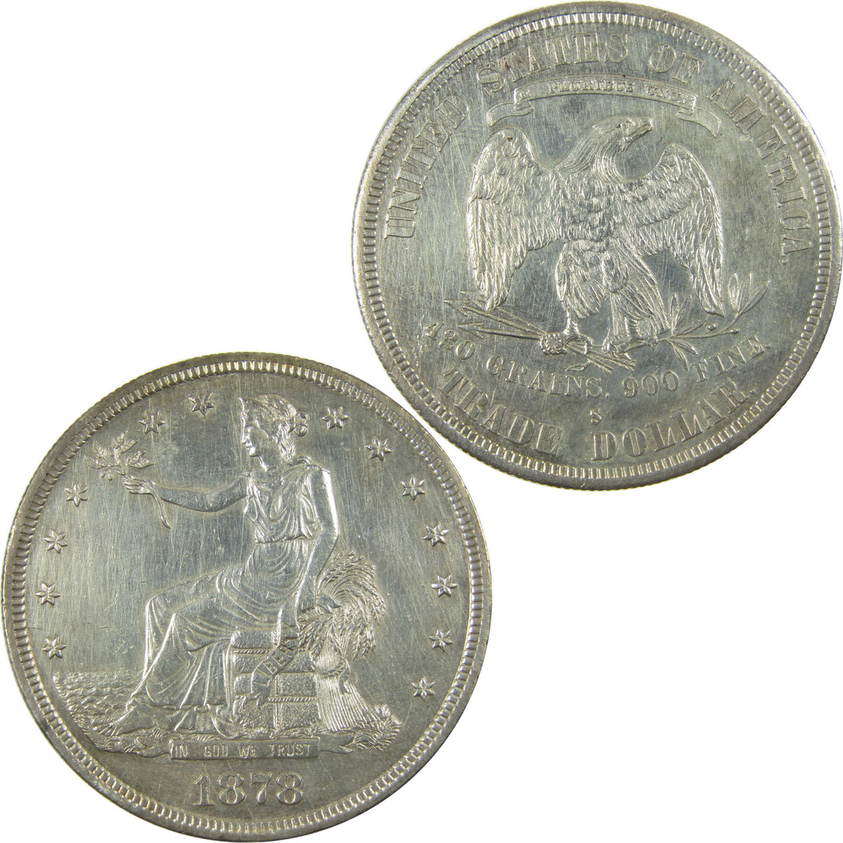 1878 S Trade Silver Dollar XF EF Extremely Fine Details SKU:CP1740