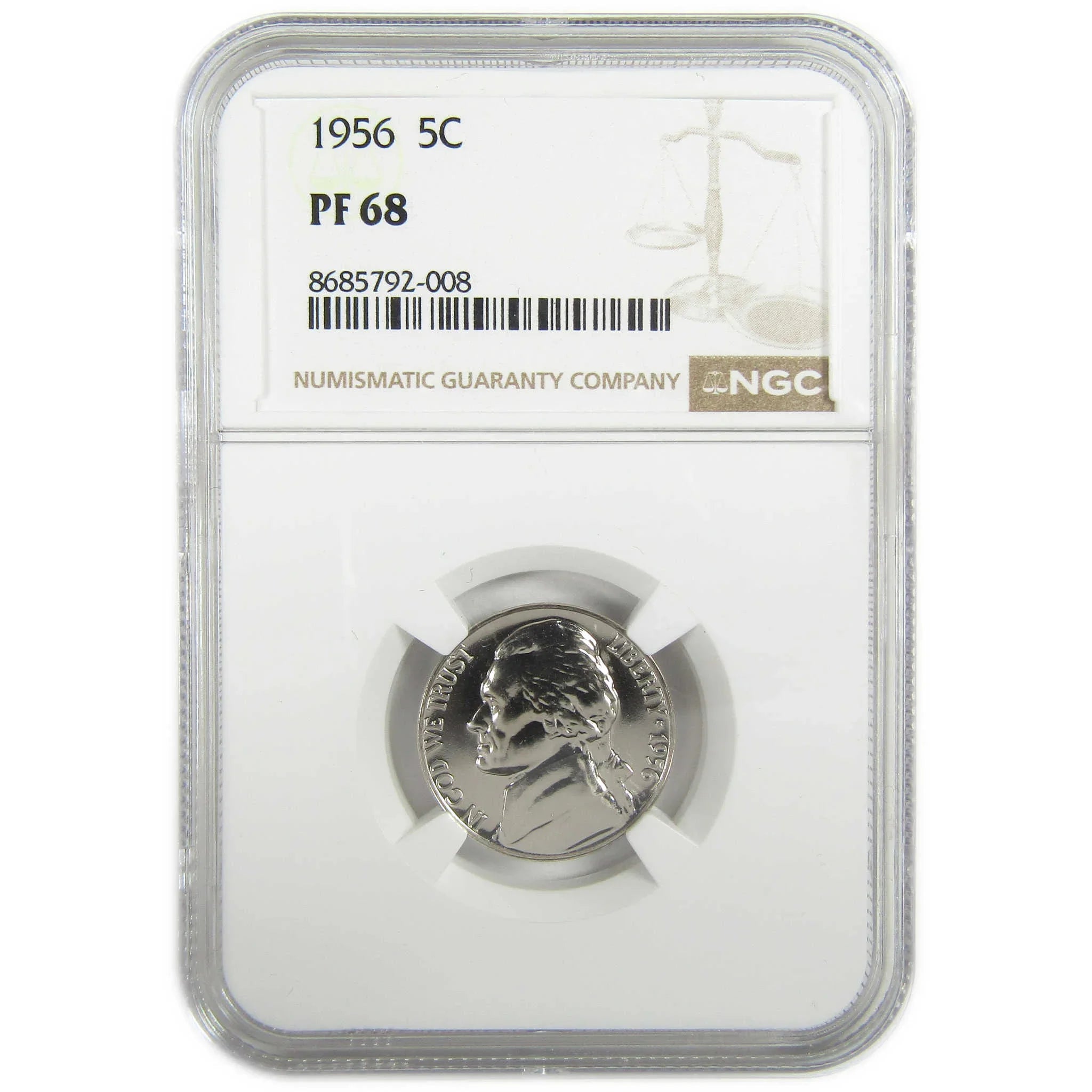 1956 Jefferson Nickel PF 68 NGC Proof 5c Coin Collectible SKU:I27374