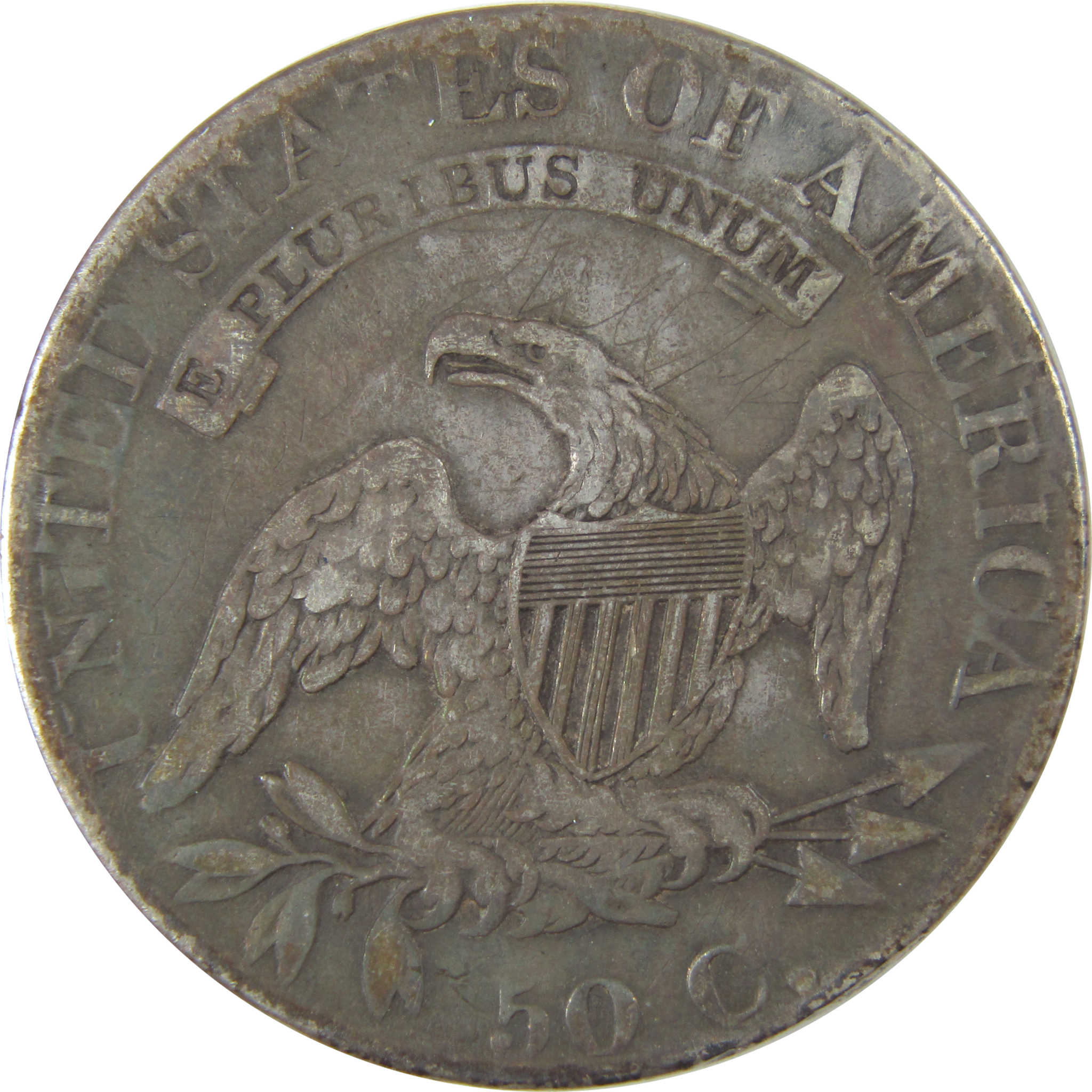 1825 Capped Bust Half Dollar F Fine Details Silver 50c Coin SKU:I22756