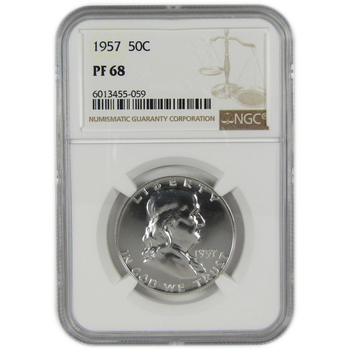 1957 Franklin Silver Half Dollar PF 68 NGC Proof 50c Coin SKU:I28813