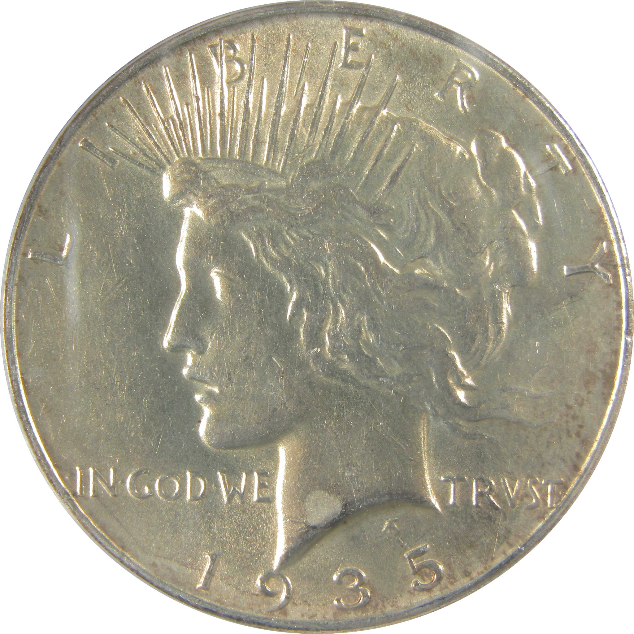 1935 Peace Dollar AU 58 Details ANACS Silver $1 Coin SKU:I21620