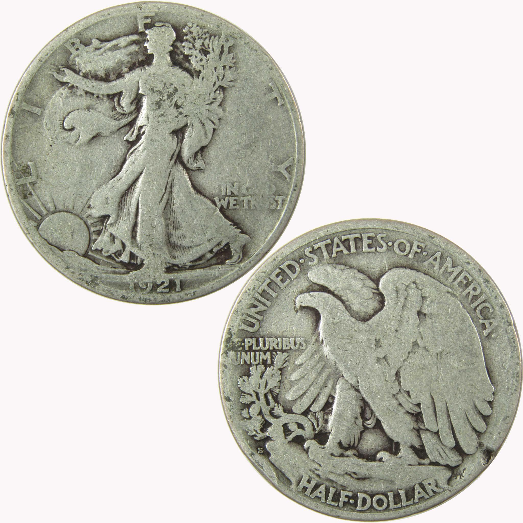 1921 S Liberty Walking Silver 50c VG Very Good Details SKU:CP1456