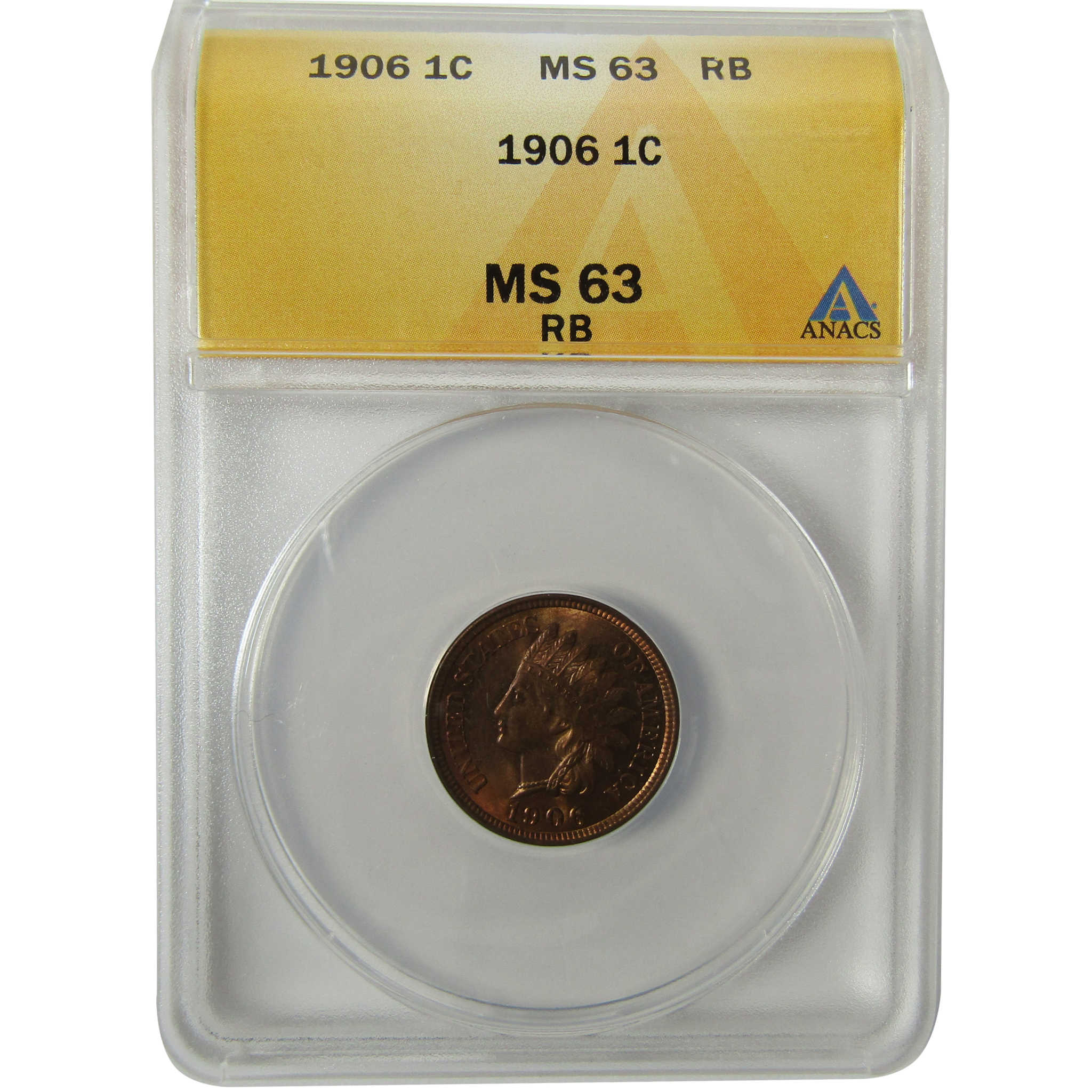 1906 Indian Head Cent MS 63 RB ANACS Uncirculated Penny SKU:I28398