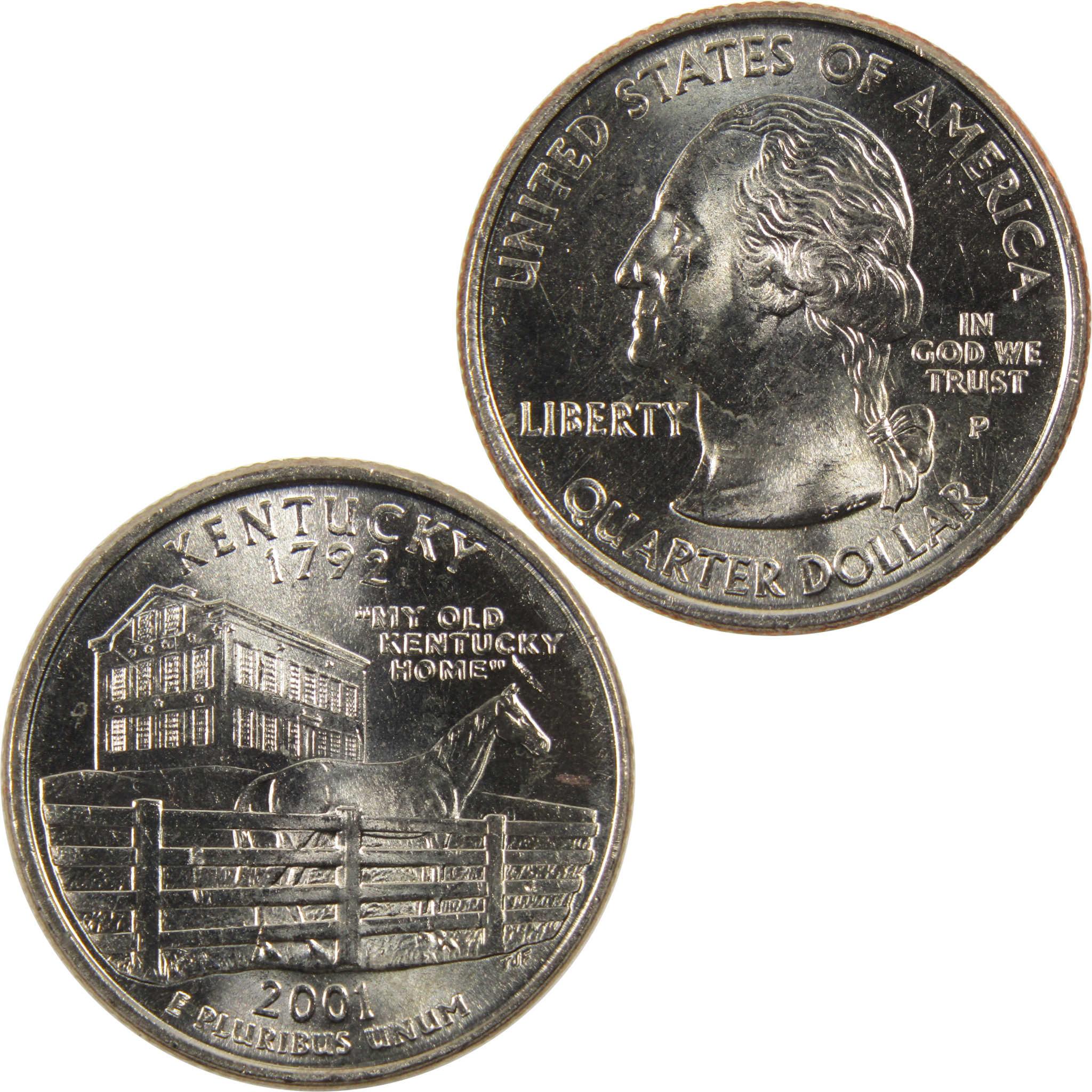 2001 P Kentucky State Quarter BU Uncirculated Clad 25c Coin