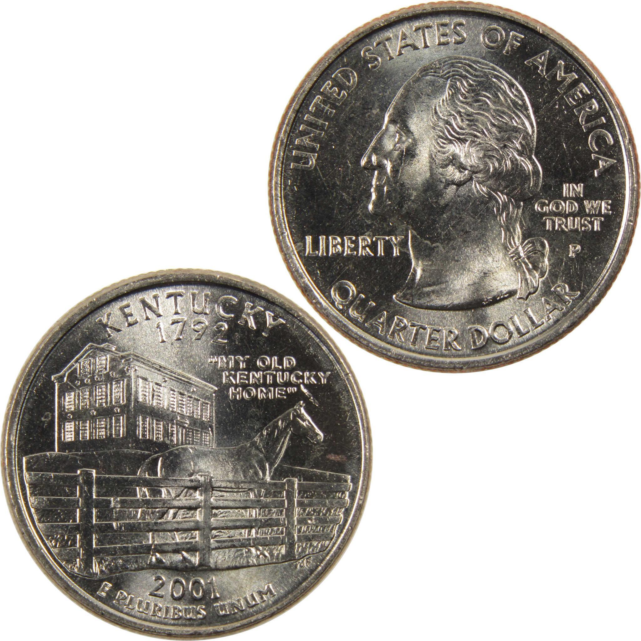 2001 P Kentucky State Quarter BU Uncirculated Clad 25c Coin