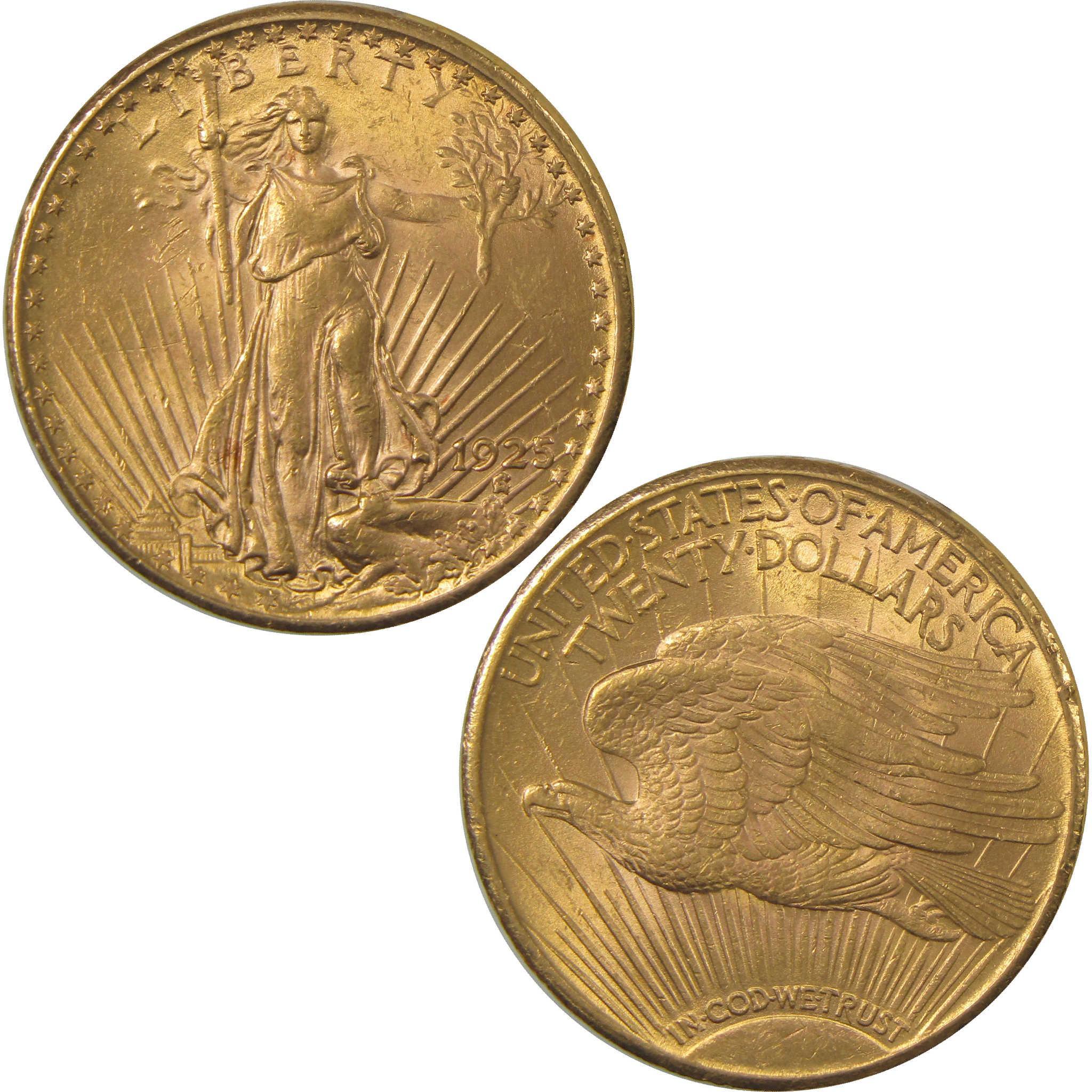 1925 $20 Saint-Gaudens Gold Double Eagle AU About Uncirculated Coin