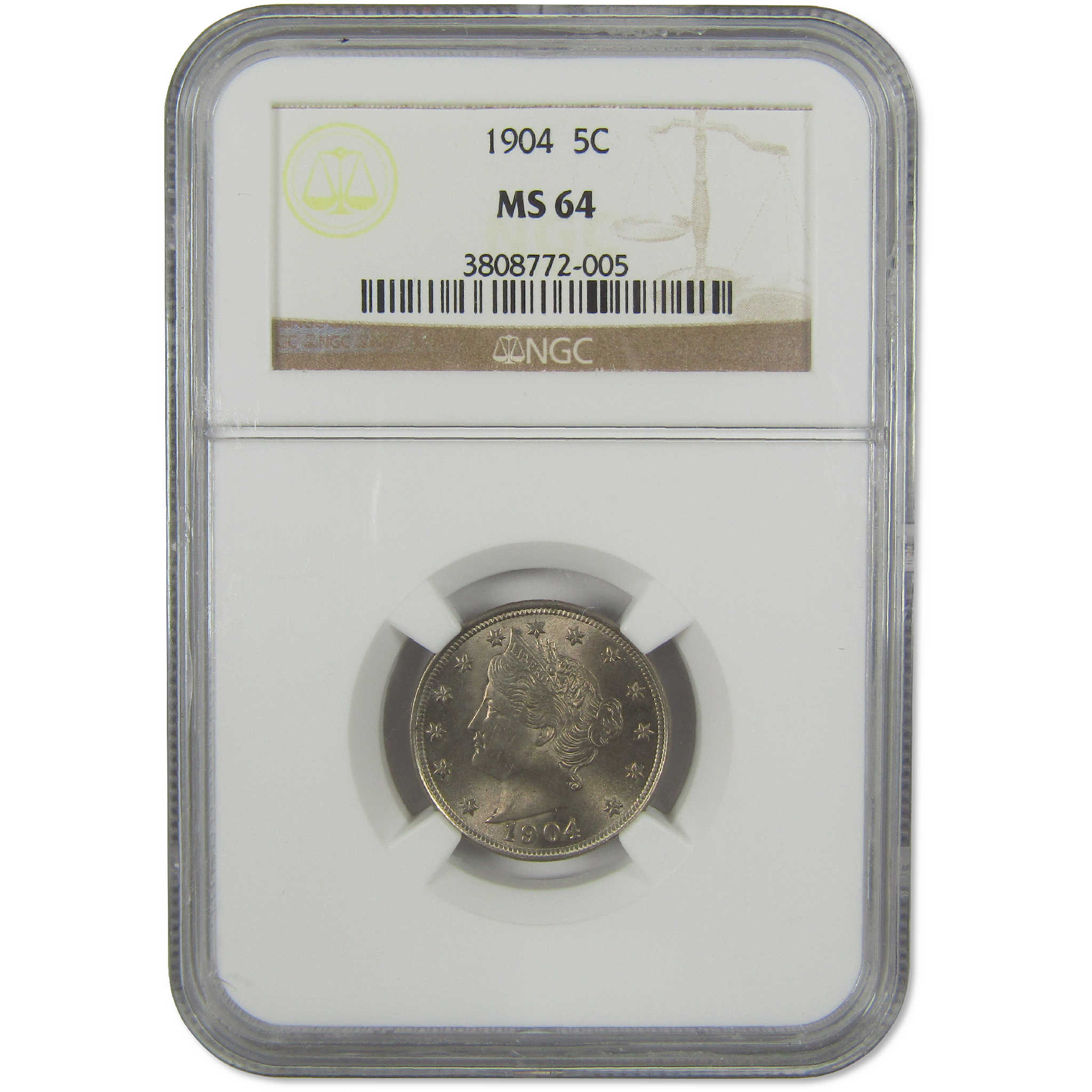 1904 Liberty Head V Nickel MS 64 NGC Uncirculated 5c Coin