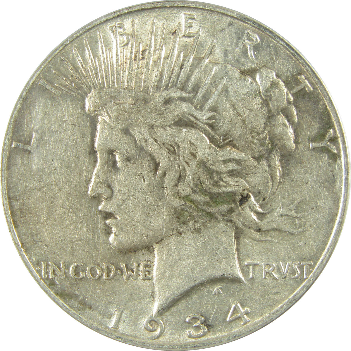 1934 S Peace Silver Dollar EF 40 Details ANACS $1 Coin SKU:I28558