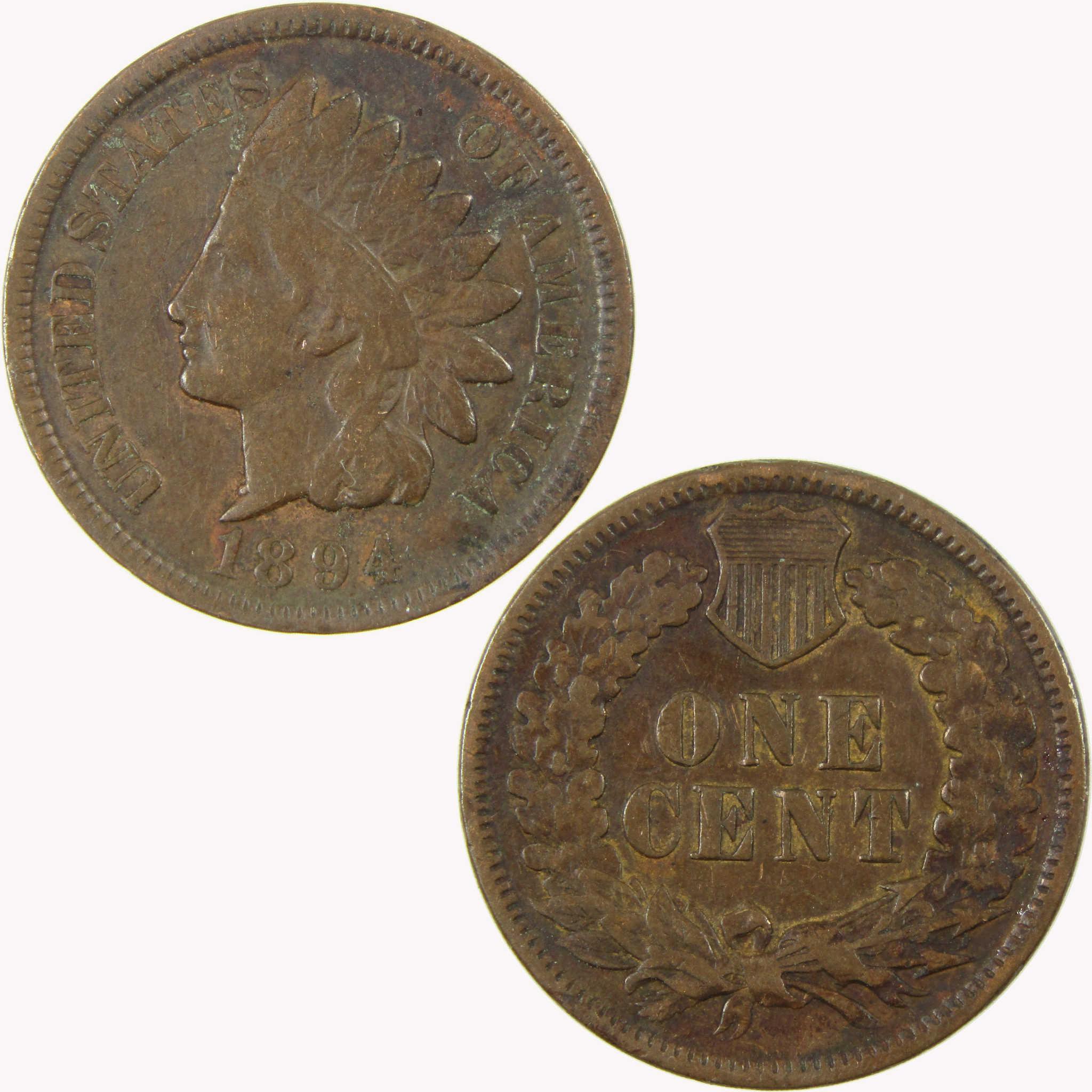 1894 Indian Head Cent F Fine Penny Collectible SKU:I26603