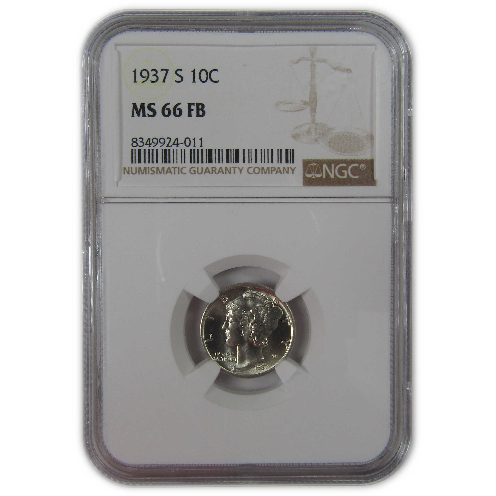 1937 S Mercury Dime MS 66 FB NGC Silver Uncirculated SKU:I23202
