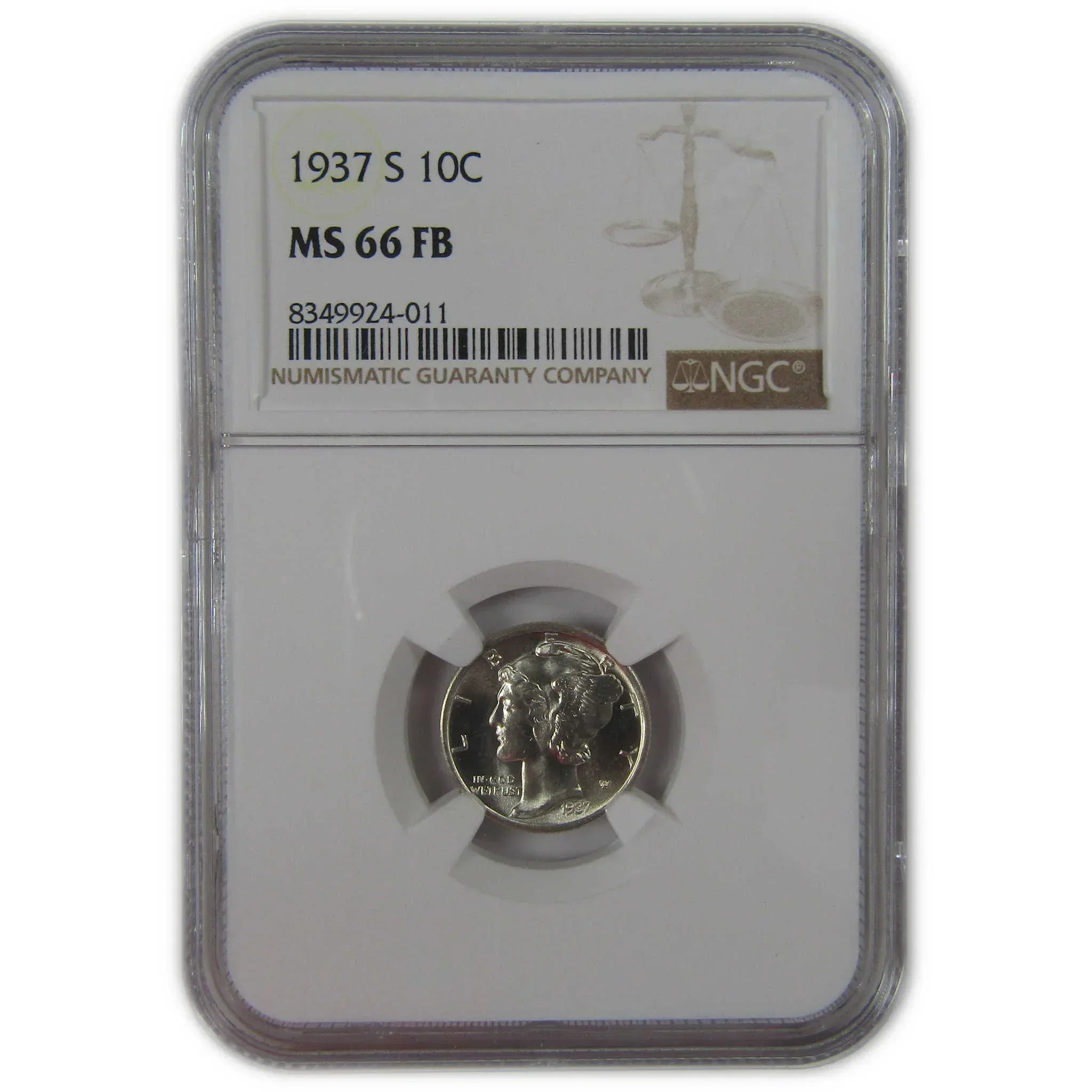 1937 S Mercury Dime MS 66 FB NGC Silver Uncirculated SKU:I23202