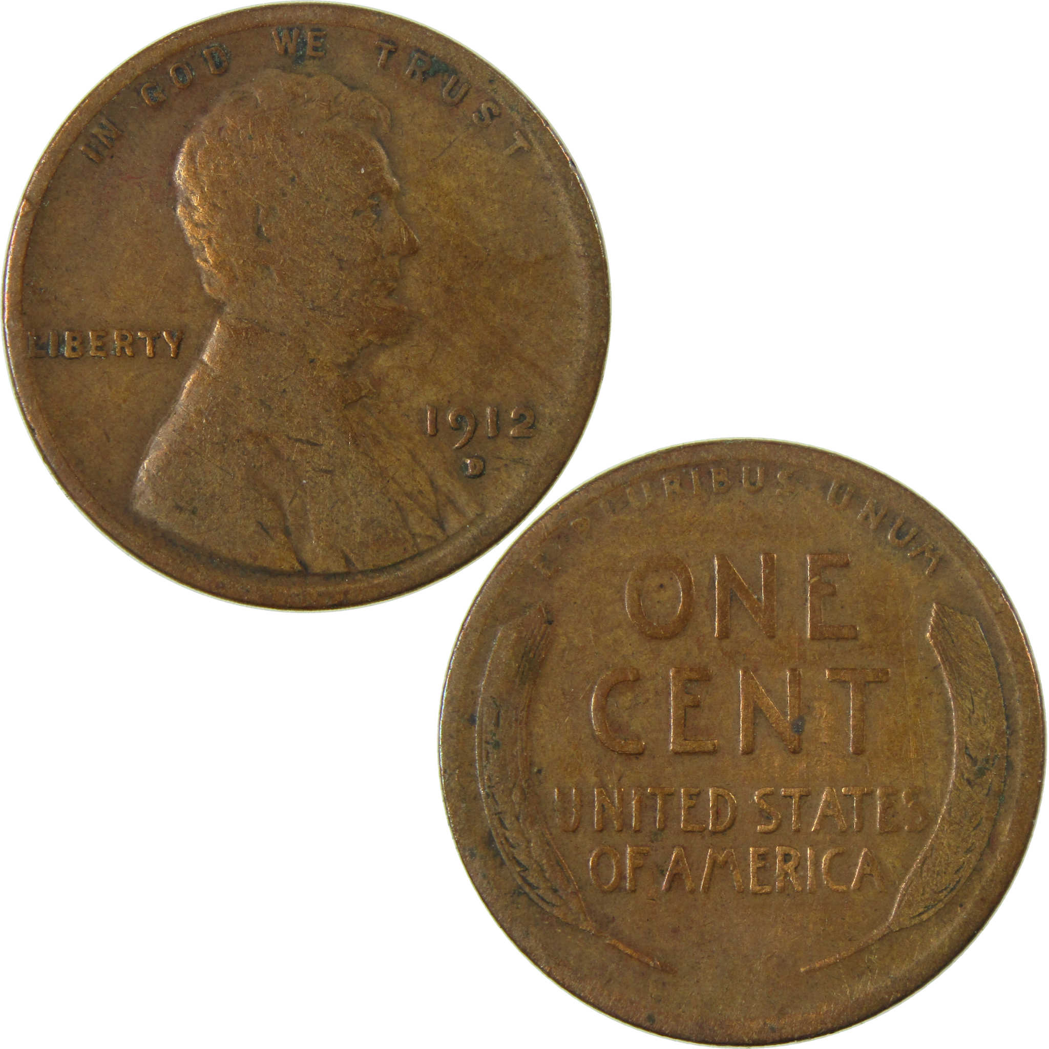 1912 D Lincoln Wheat Cent G Good Details Penny 1c Coin SKU:I26852